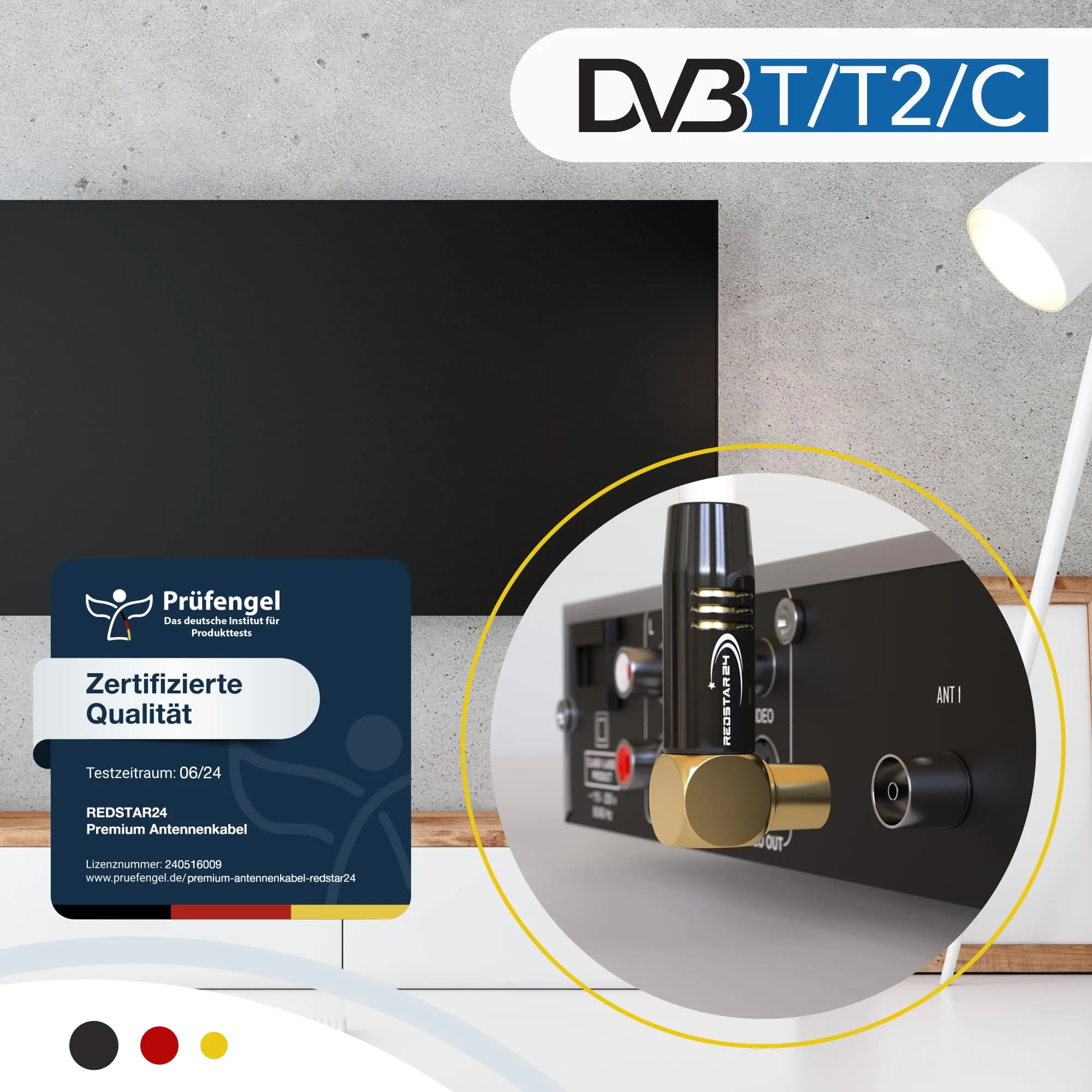 RedStar24 Cavo Antenna Coassiale 30m Bianco, 90° Angolato Maschio a Femmina, Compatibile con TV, Radio, DVB-T/T2, DVB-C, DAB - immagine 7