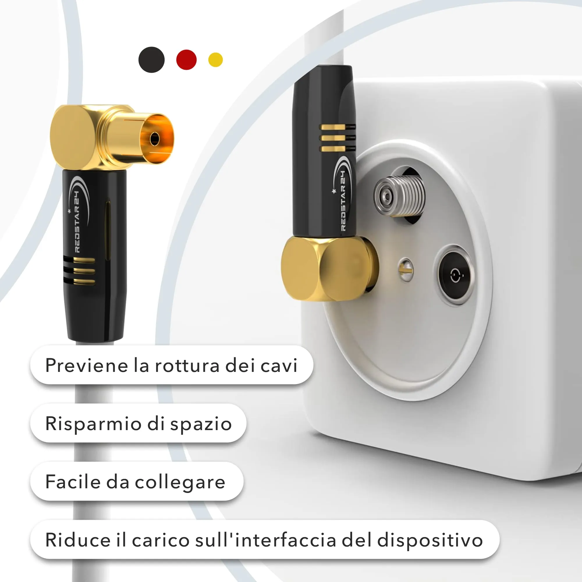 RedStar24 Cavo Antenna 3m Bianco, 90° Angolato Coassiale Maschio a Femmina, Compatibile con HDTV, TV via Cavo, DVB-T/T2, DVB-C, DAB - immagine 5