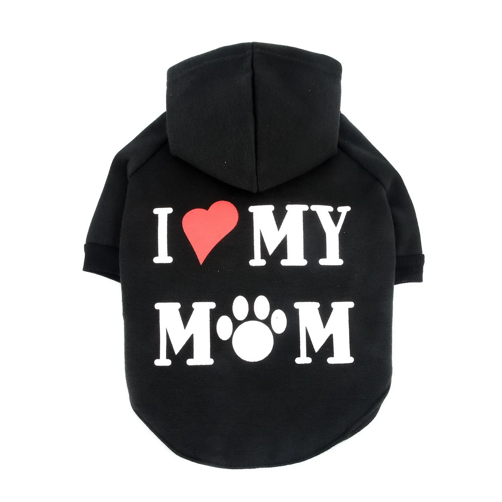 Zunea Felpa con Cappuccio per Cani con Foro per Pettorina, I Love My Mom, Nero, XL - immagine 4