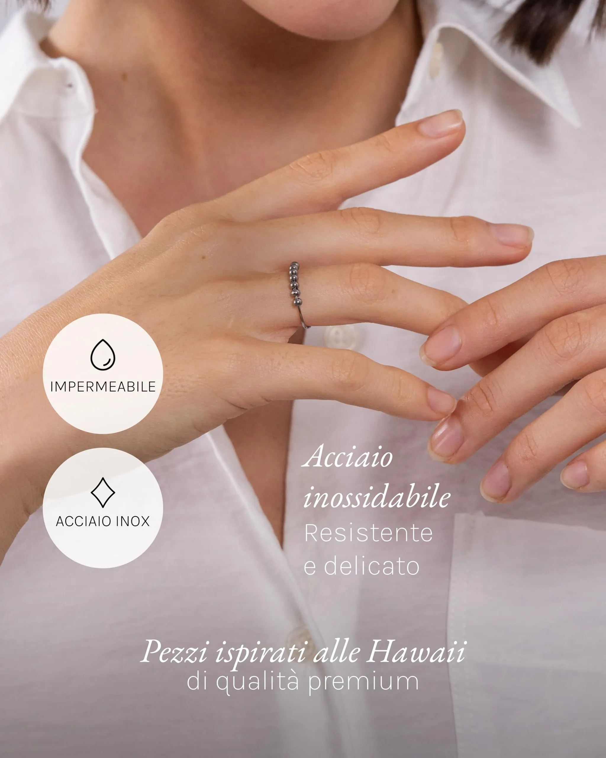 Purelei Antistress Anello Shade, Argento, Acciaio Inossidabile, Misura 50-60 - immagine 3