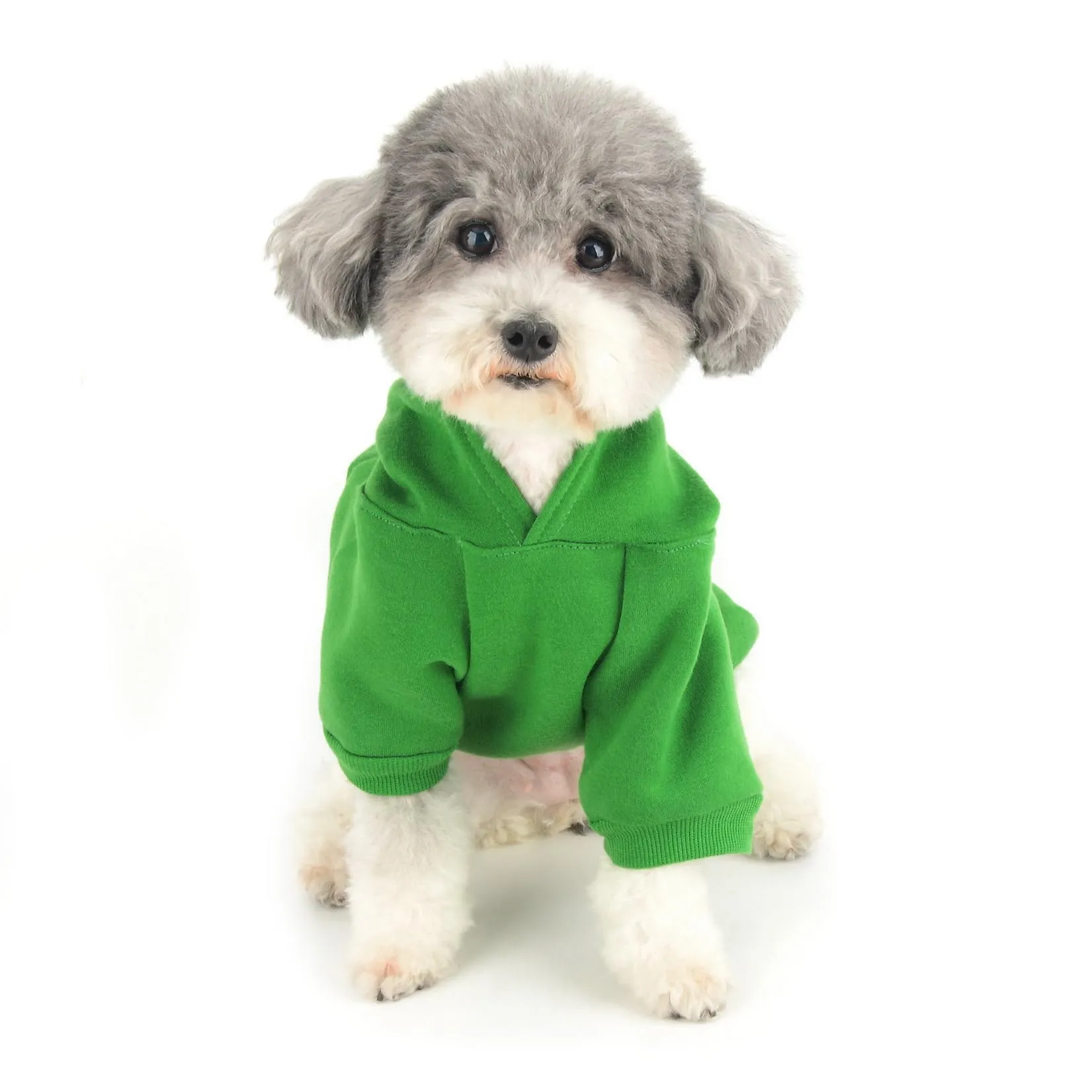 Zunea Felpa con Cappuccio per Cani di Piccola Taglia con Foro per Pettorina, Stampa I Love My Mom, Verde, M - immagine 7