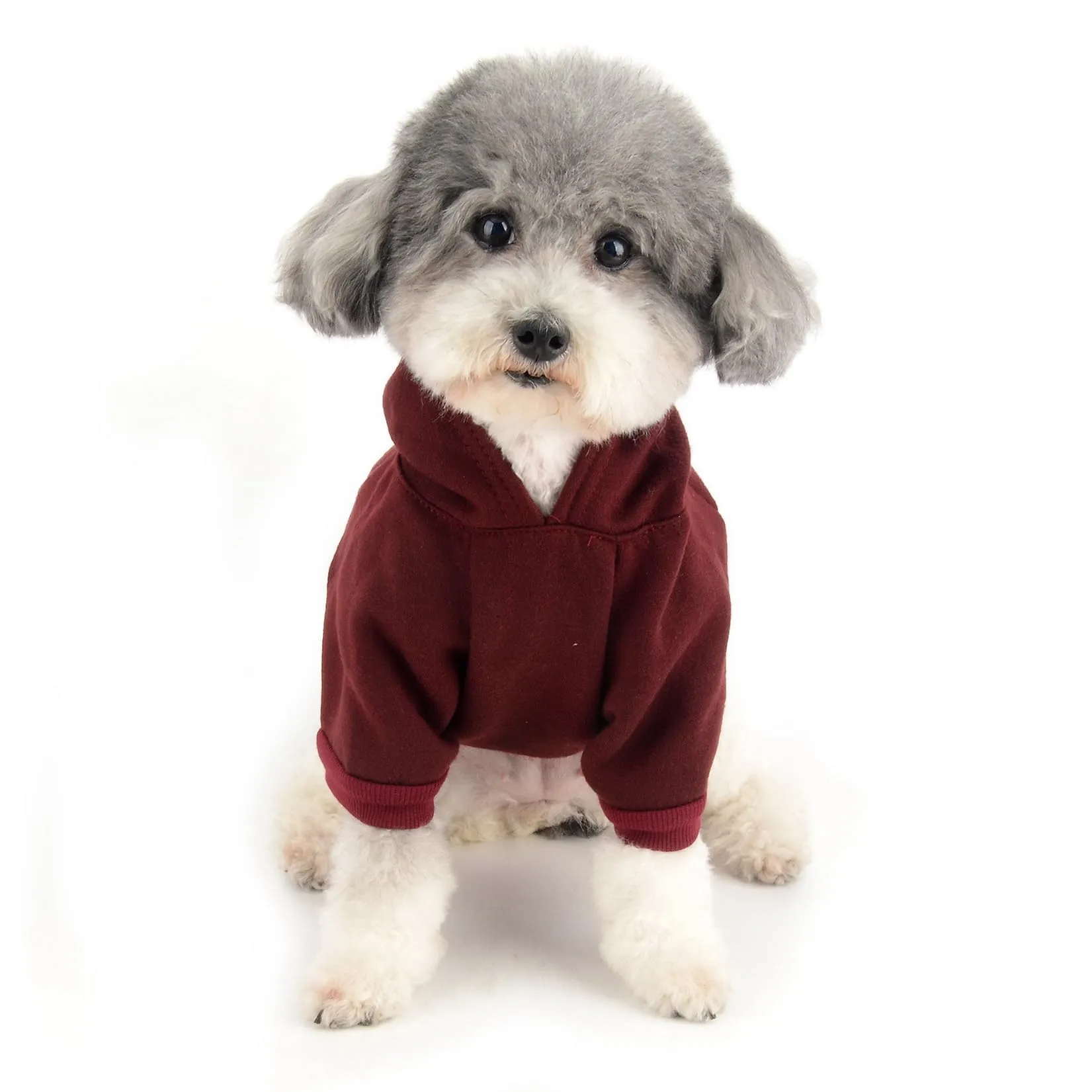 Zunea Felpa con Cappuccio per Cani con Foro per Pettorina, I Love My Mom, Vino, XL - immagine 7