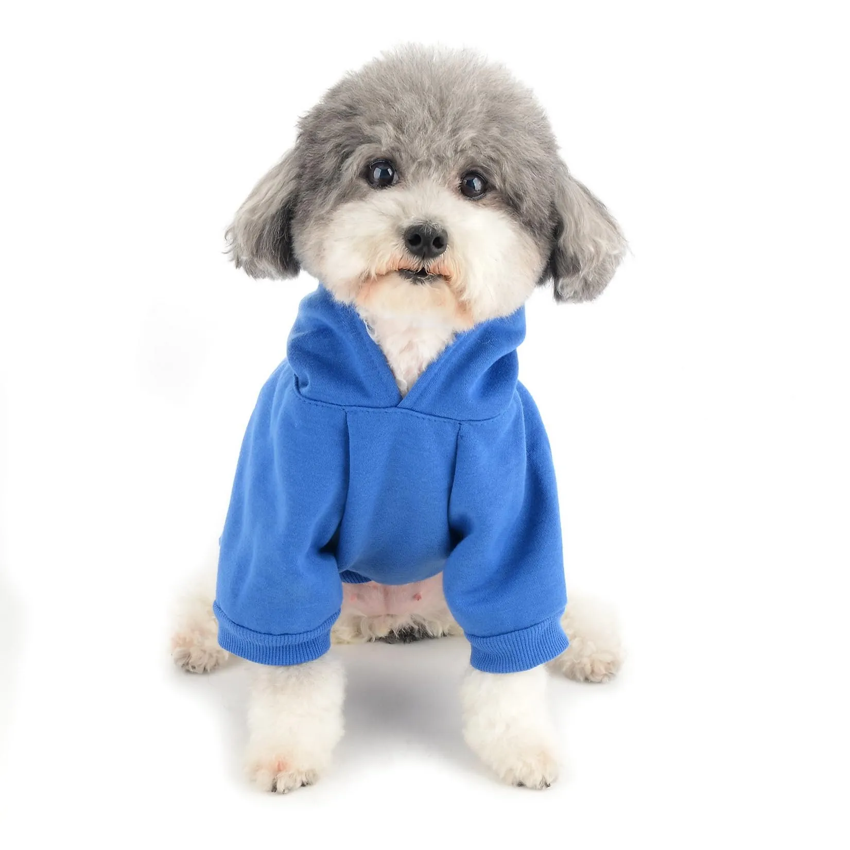 Zunea Felpa con Cappuccio per Cani con Foro per Pettorina I Love My Mom, Blu Scuro, XS - immagine 7