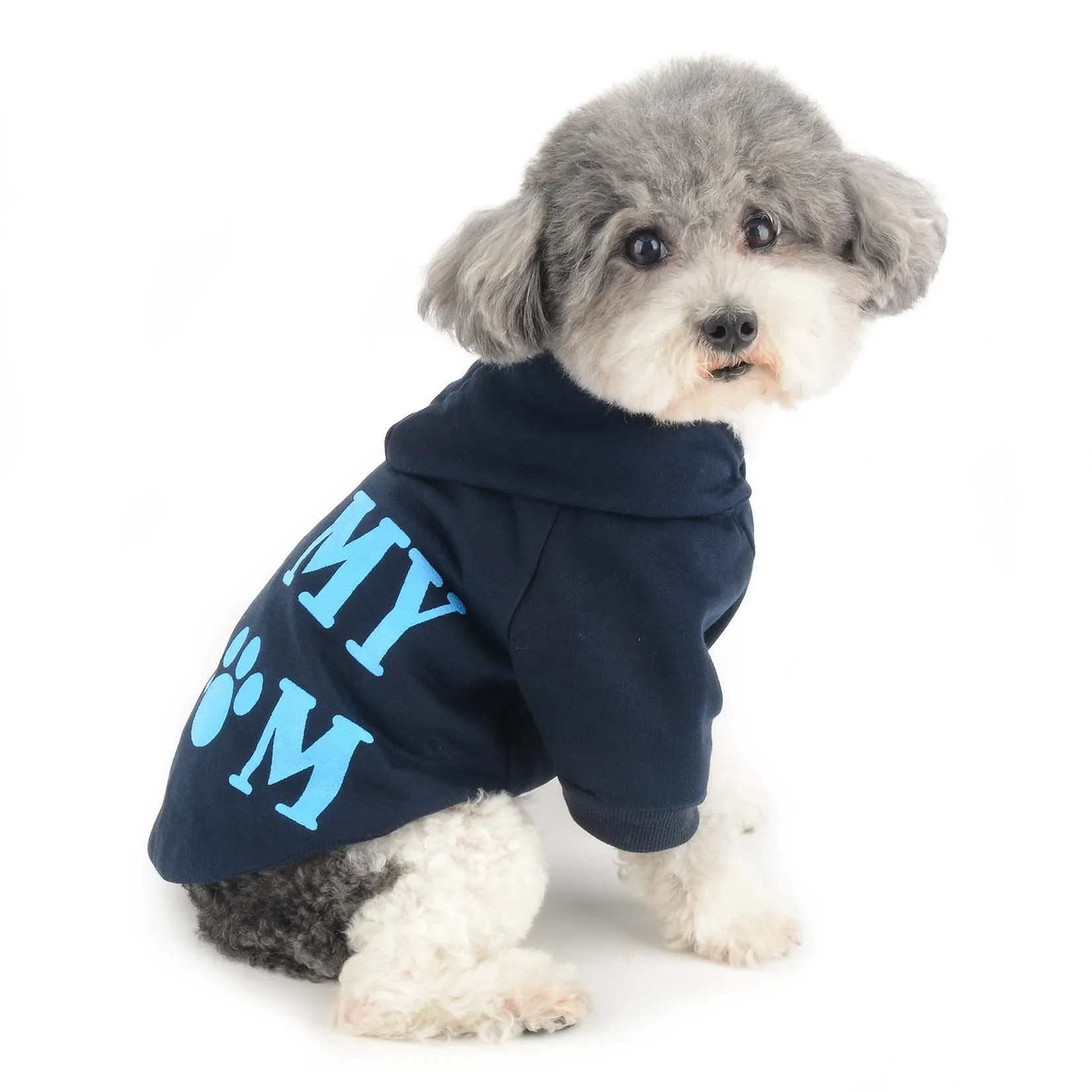 Zunea Felpa con Cappuccio per Cani, Foro per Pettorina, I Love My Mom, Blu Navy, XL - immagine 8