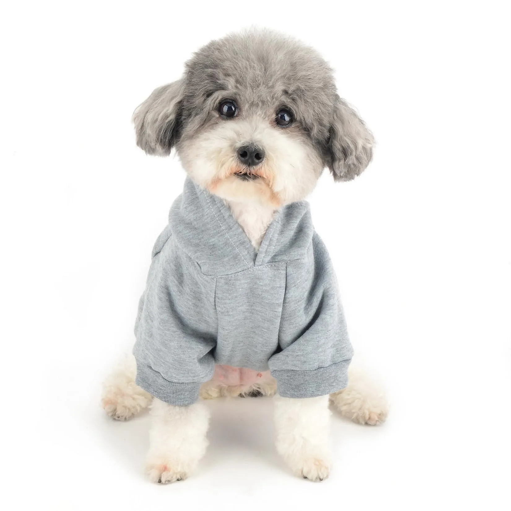 Zunea Felpa con Cappuccio per Cani di Piccola Taglia con Foro per Pettorina, I Love My Mom, Grigio, XS - immagine 7