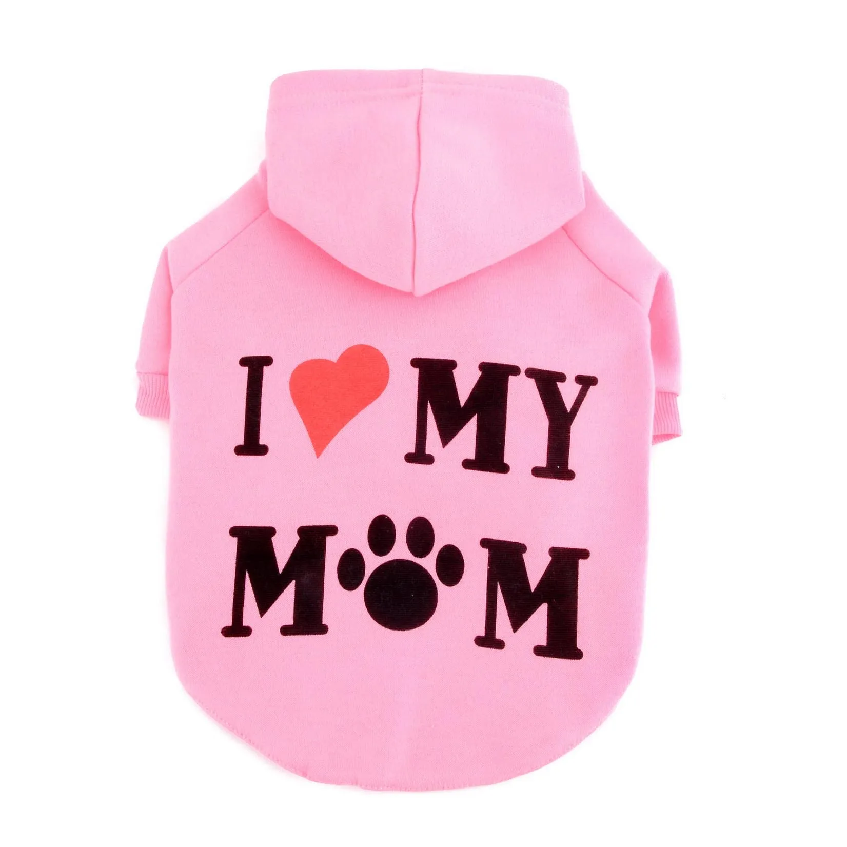 Zunea Felpa con Cappuccio per Cani con Foro per Pettorina, I Love My Mom, Rosa, M - immagine 3
