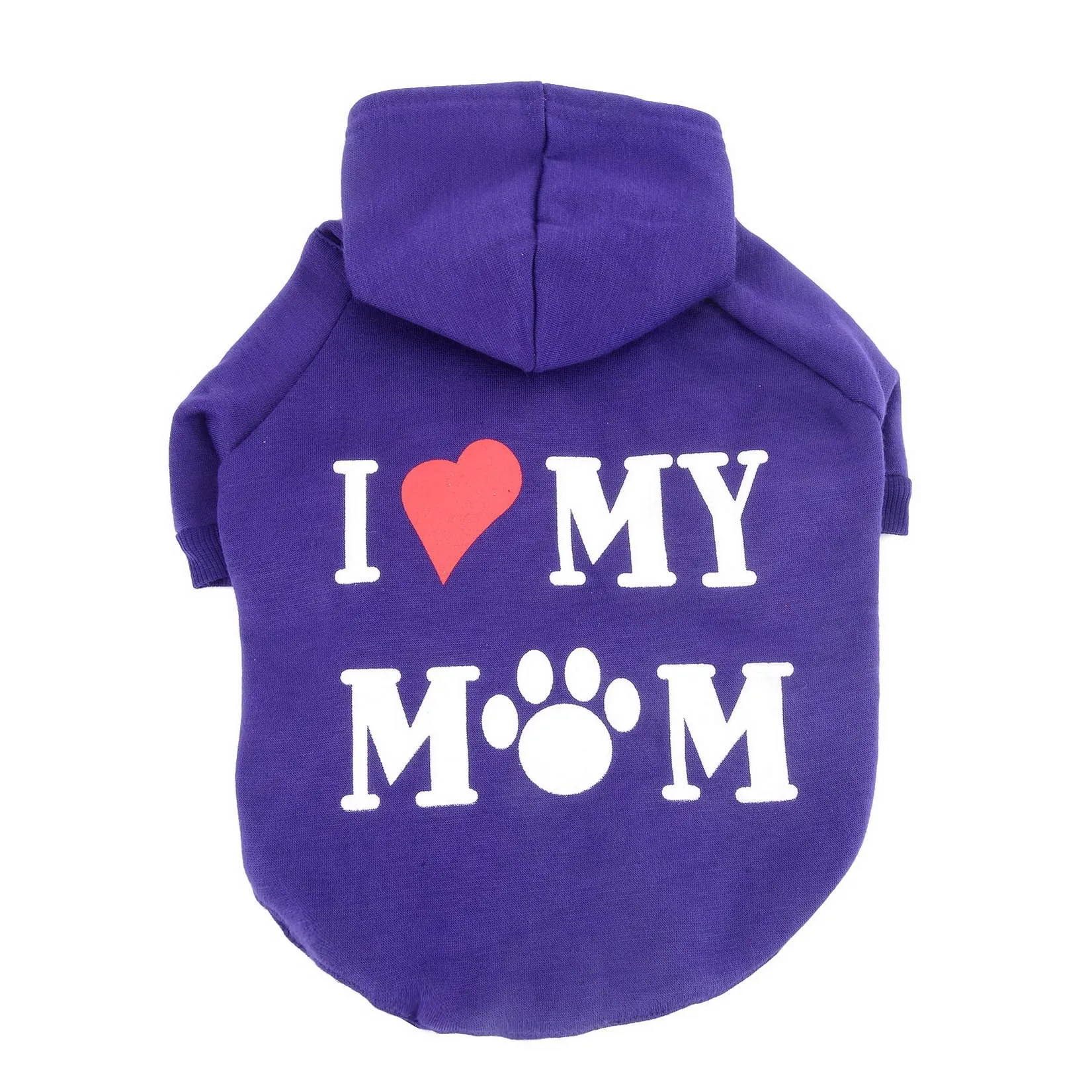 Zunea Felpa con Cappuccio per Cani con Foro per Pettorina, I Love My Mom, Viola XL - immagine 3
