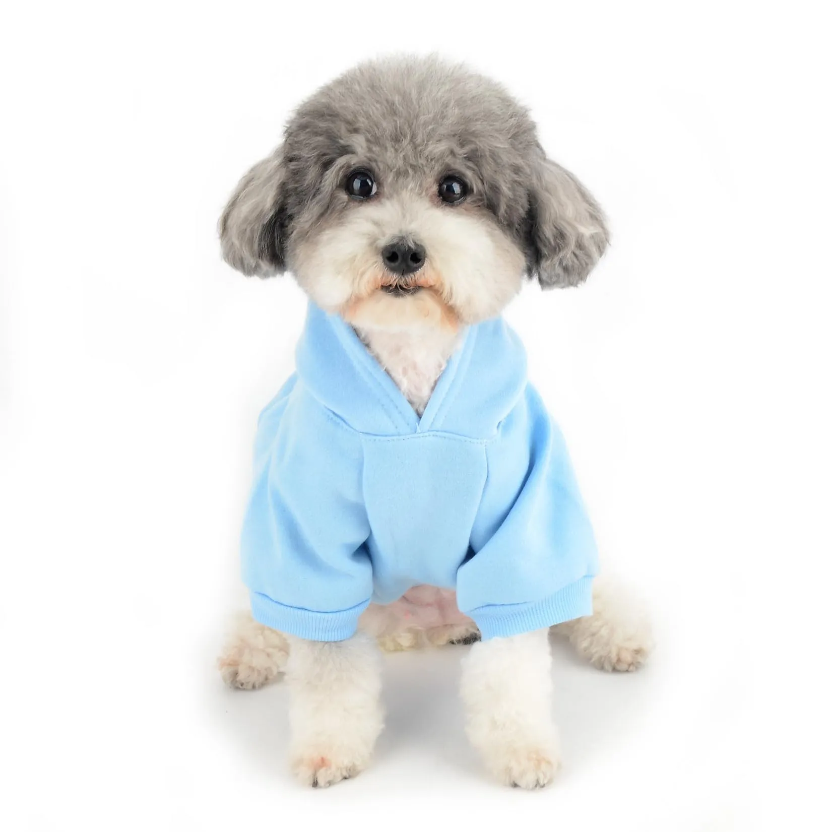 Zunea Felpa con Cappuccio per Cani di Piccola Taglia con Foro per Pettorina, Stampa I Love My Mom, Blu, L - immagine 7
