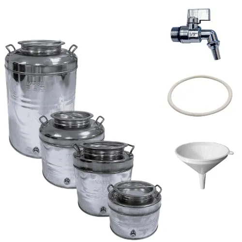 Pinto Ferramenta Bidone Fusto Contenitore in Acciaio Inox con Rubinetto, Imbuto e Guarnizione, 50 Litri - immagine 4