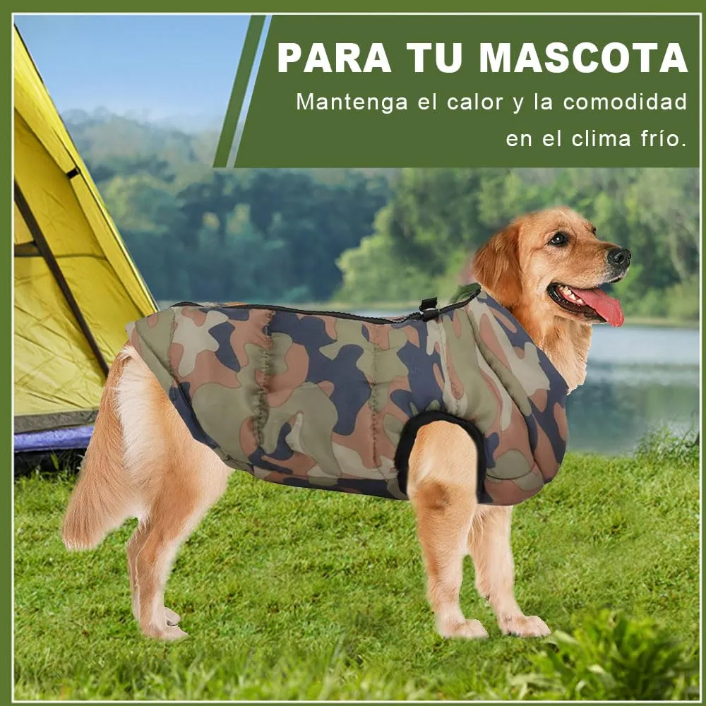 Voarge Giacca Invernale per Cani di Piccola Taglia, Gilet con Cerniera e Attacco per Guinzaglio, Mimetico - immagine 2