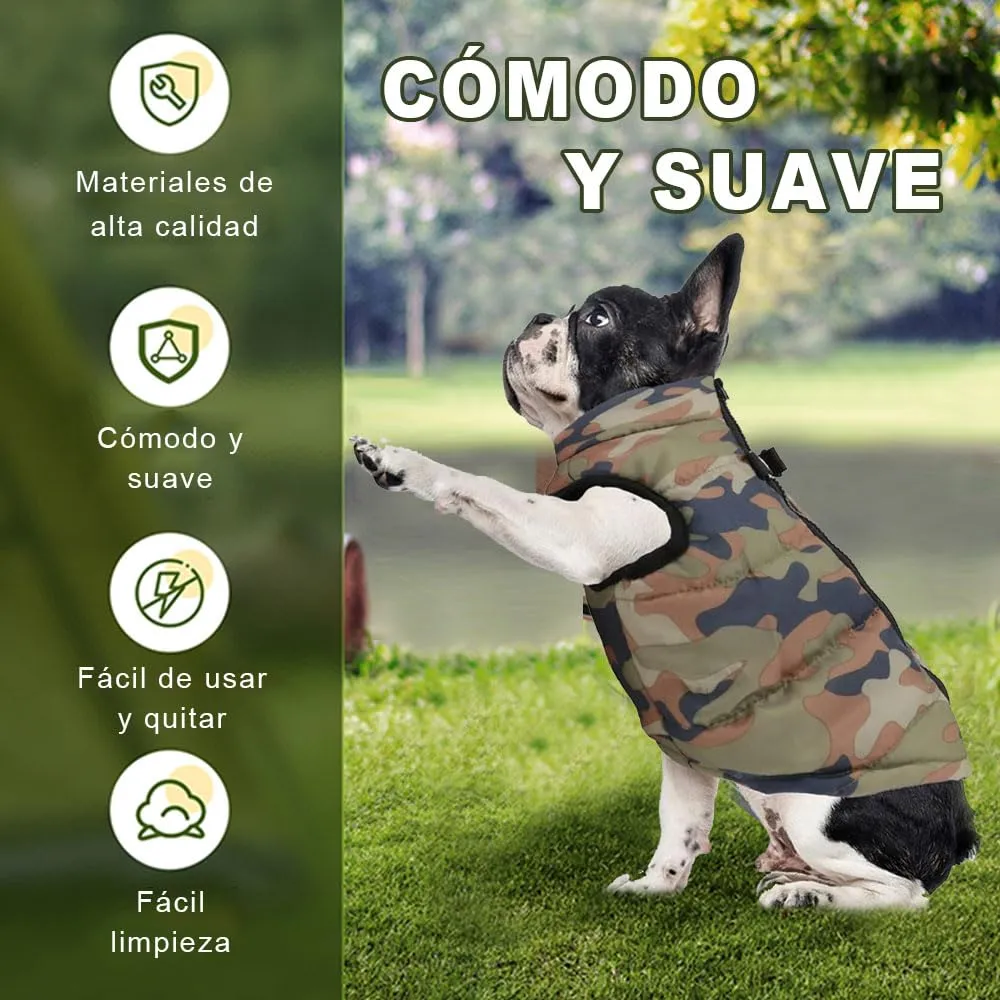 Voarge Giacca invernale per cani piccola taglia, gilet caldo con cerniera, mimetico - immagine 3