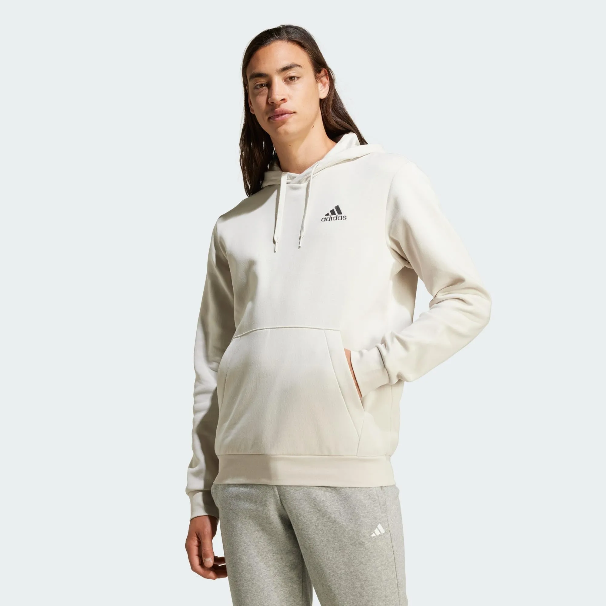 adidas Essentials Fleece Hoodie, Aluminium, S Uomo - immagine 2