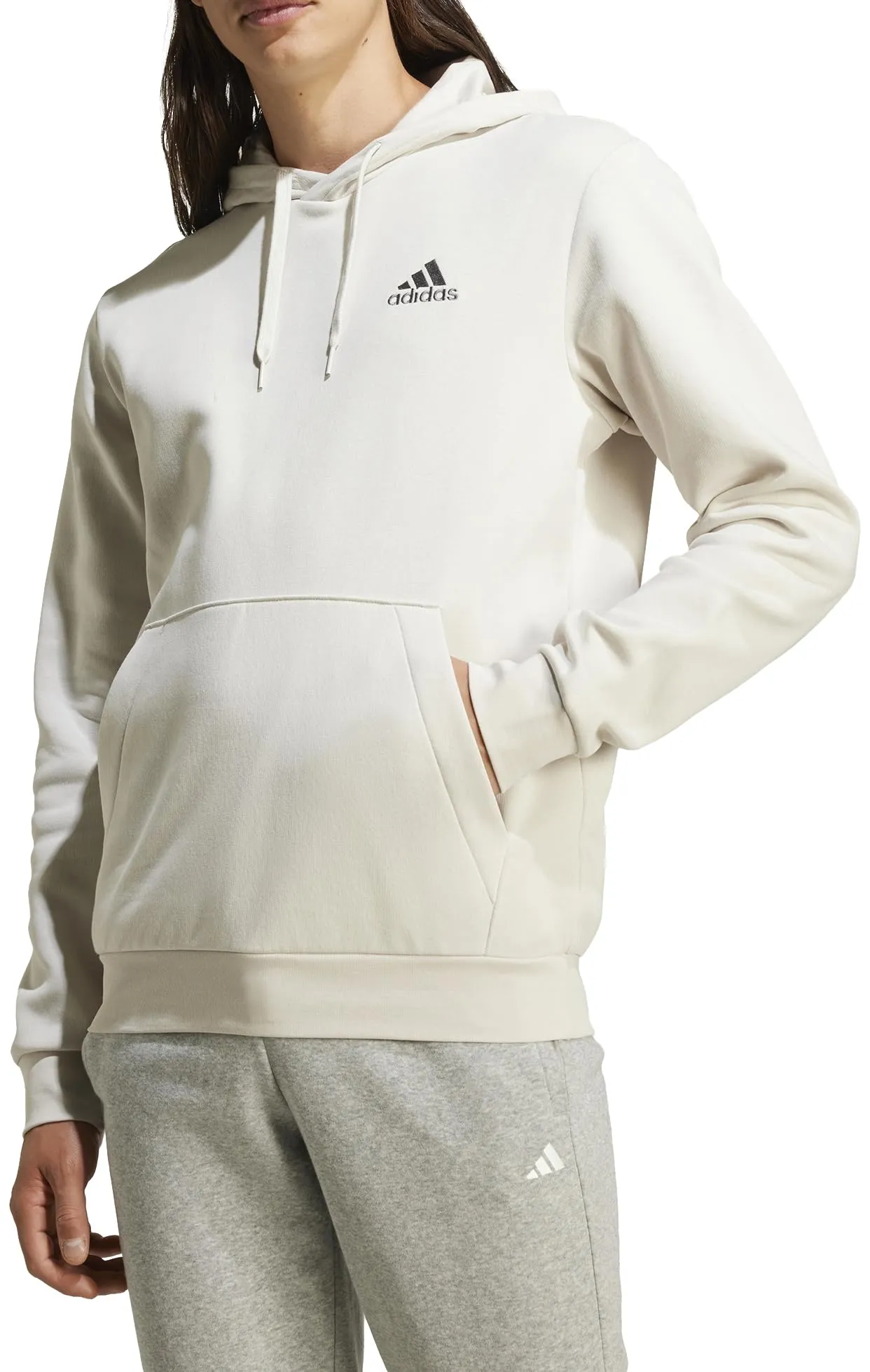 adidas Essentials Fleece Hoodie, Aluminium, S Uomo - immagine 3