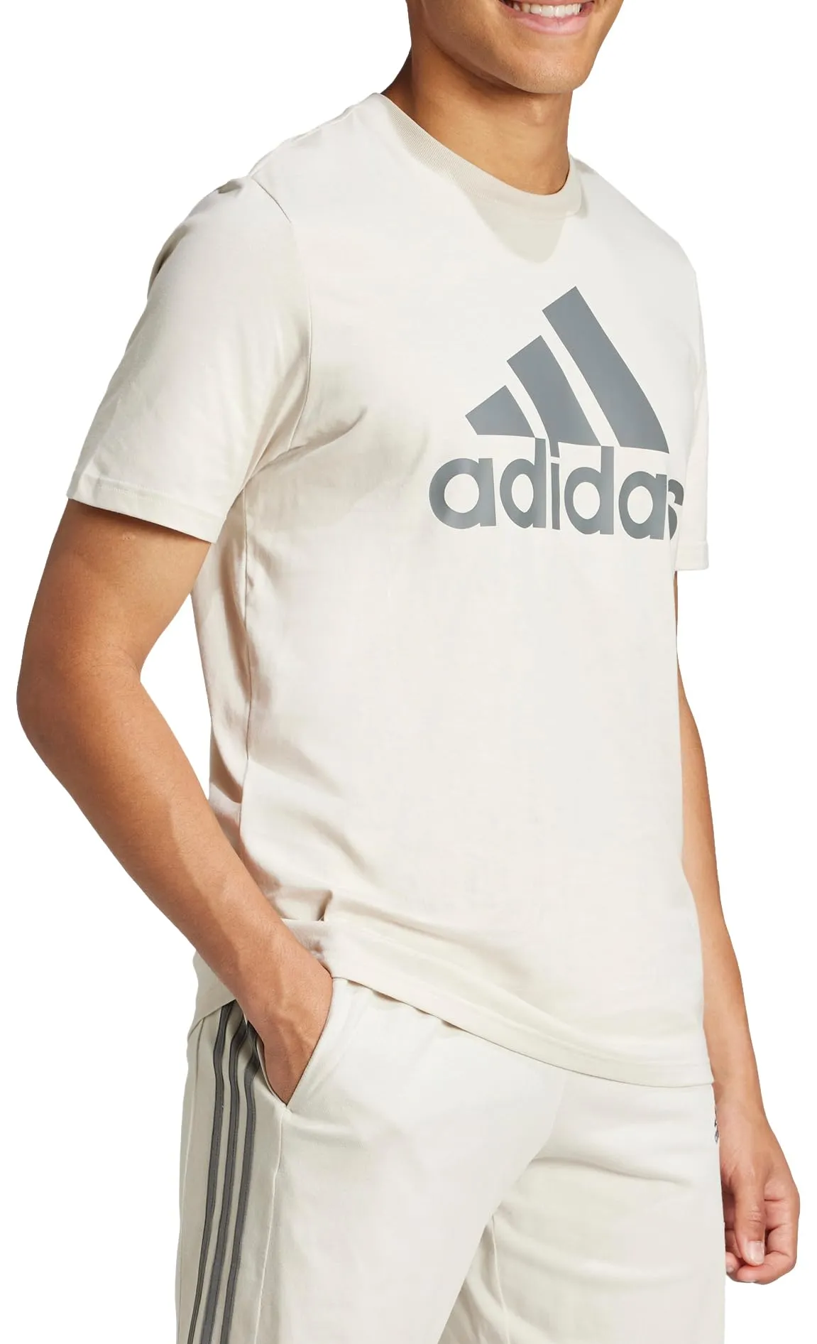 adidas Uomo Essentials Single Jersey Big Logo Tee, Alumina/Grey Four, L - immagine 6