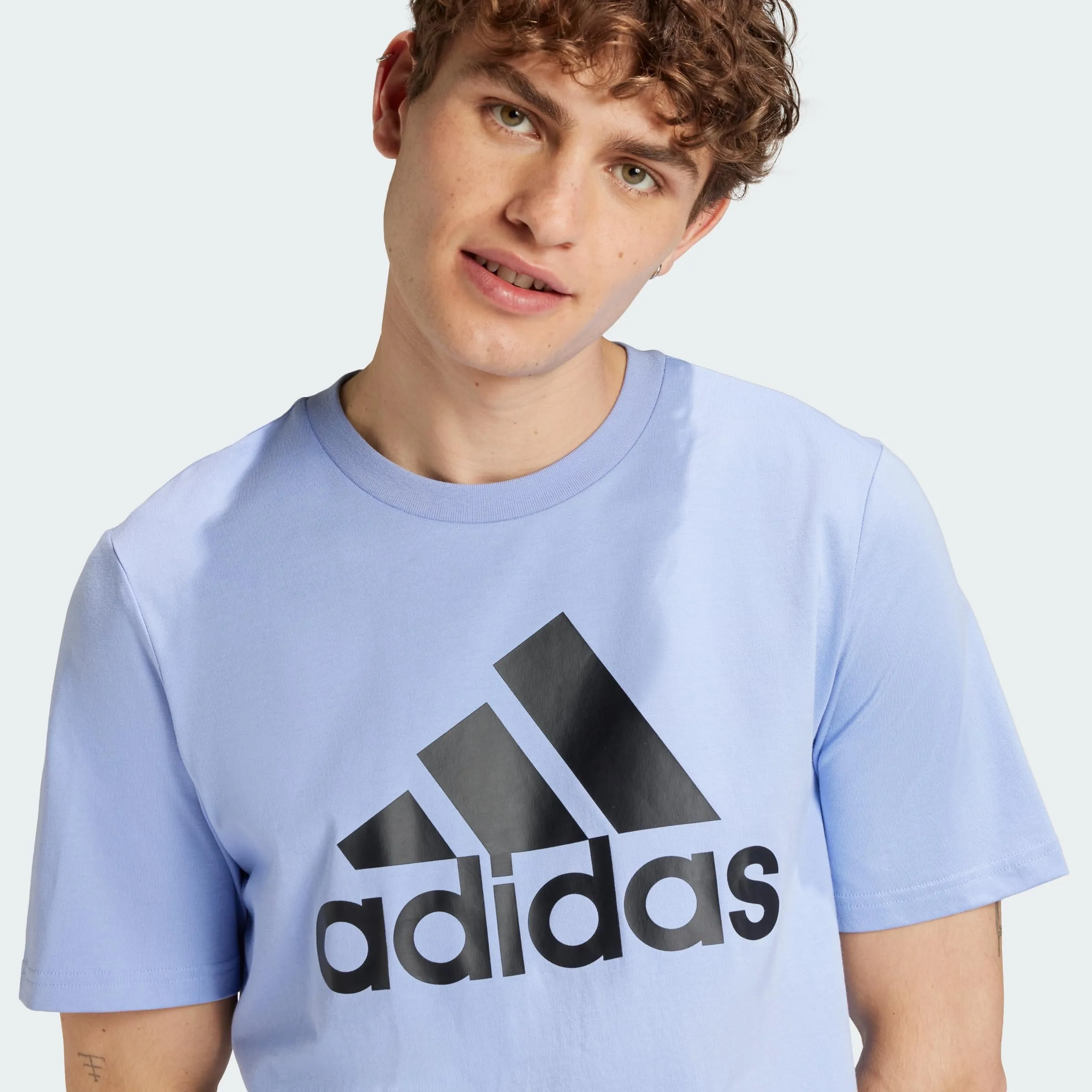 adidas Uomo Essentials Single Jersey Big Logo Tee, Blue Spark/Black, M - immagine 2