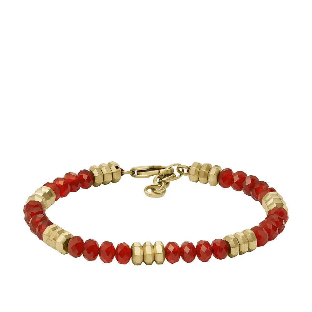 Fossil Bracciale da Uomo, Acciaio Inossidabile, L: 220 mm, L: 6 mm, Rossa - immagine 1