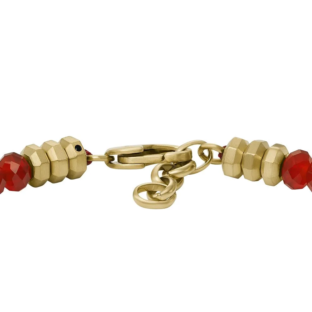 Fossil Bracciale da Uomo, Acciaio Inossidabile, L: 220 mm, L: 6 mm, Rossa - immagine 5