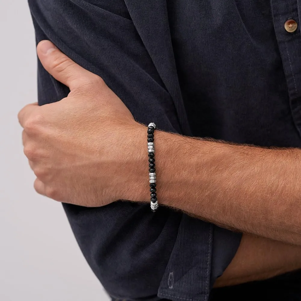 Fossil Bracciale da Uomo, Acciaio Inossidabile, L: 220 mm, L: 6 mm, Nero - immagine 2