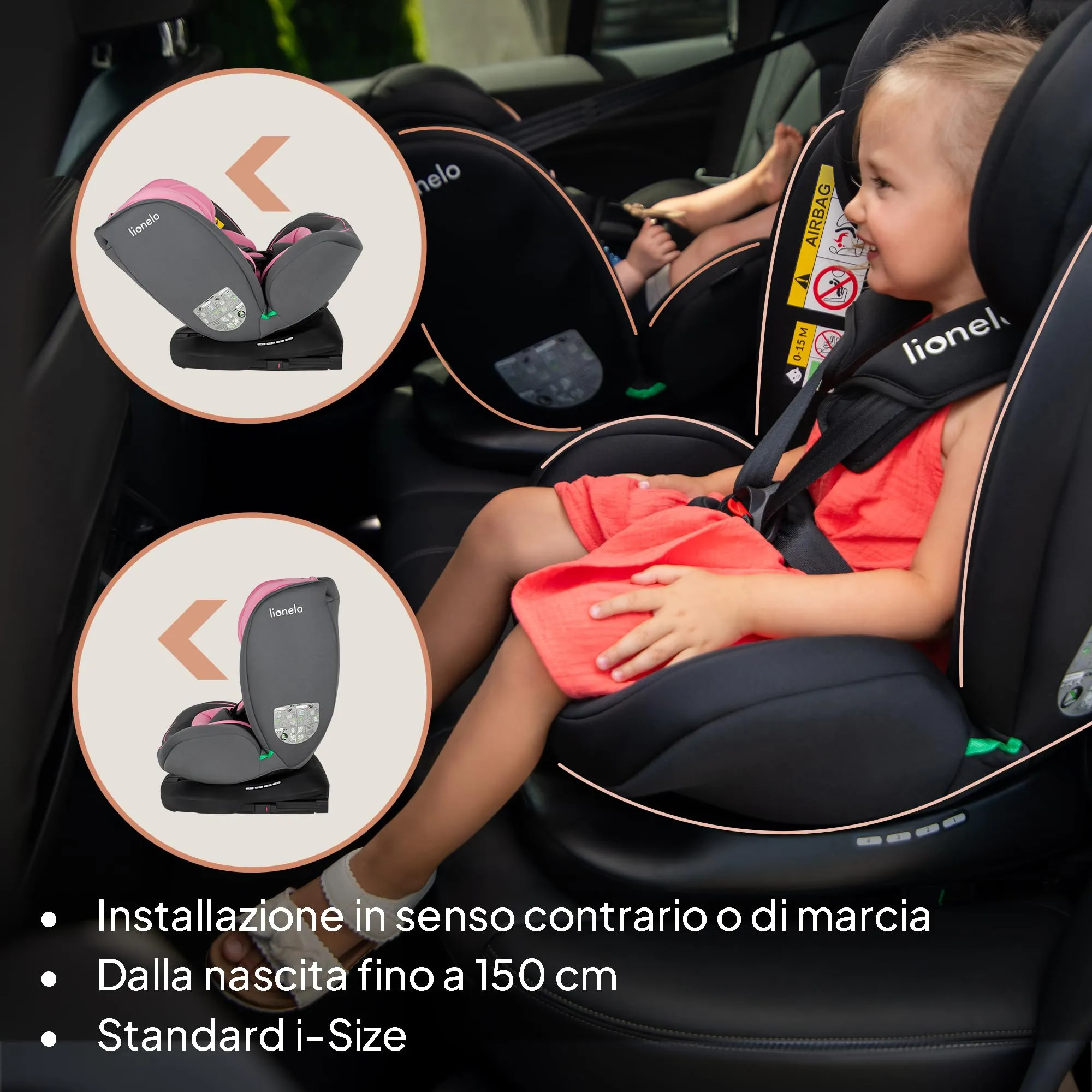Lionelo Bastiaan i-Size Seggiolino Auto ISOFIX 360° 40-150 cm (0-12 anni) - immagine 4