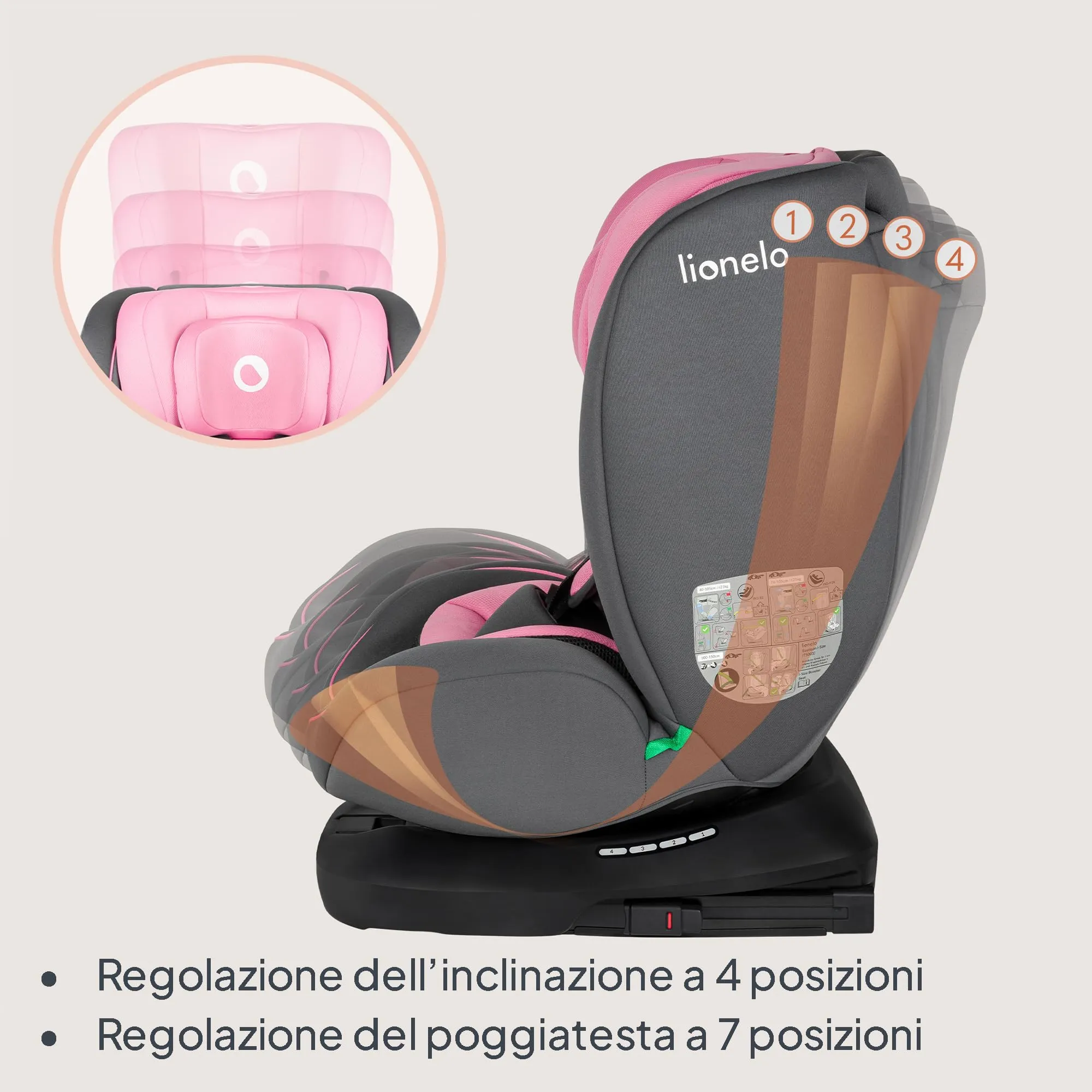 Lionelo Bastiaan i-Size Seggiolino Auto ISOFIX 360° 40-150 cm (0-12 anni) - immagine 7