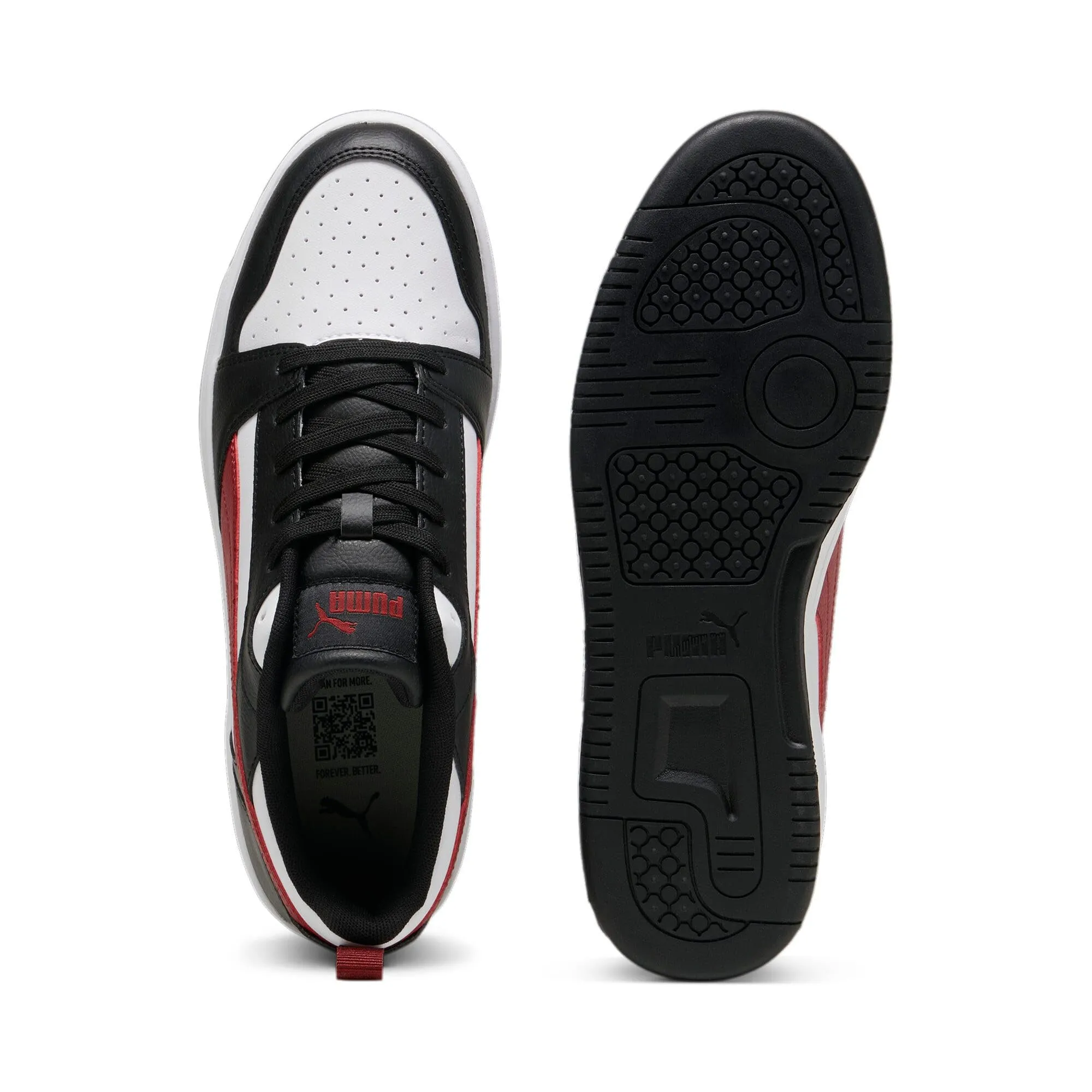 PUMA Rebound V6 Low Sneaker Unisex, White Intense Red Black, 40.5 EU - immagine 7