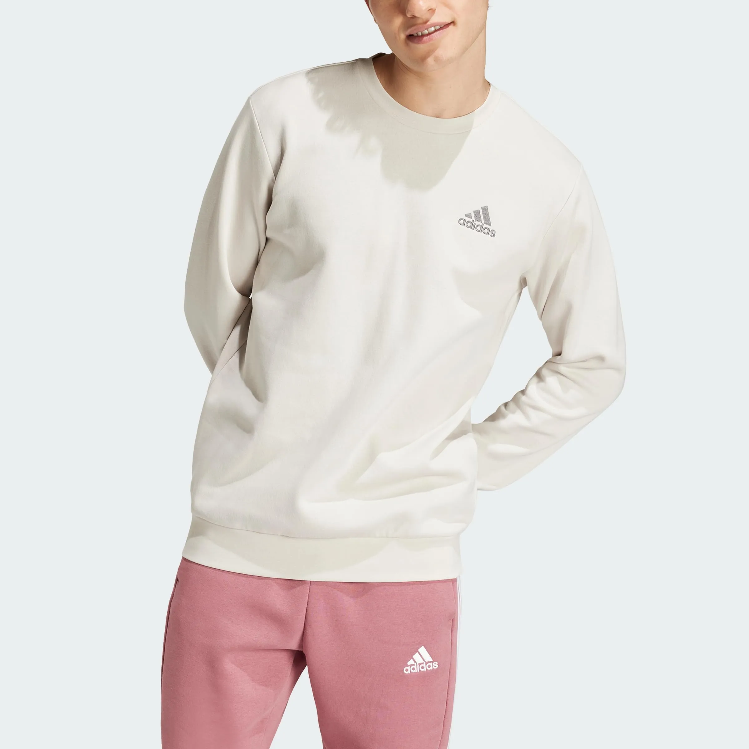 adidas Essentials Fleece Felpa da Tuta da Uomo, Alluminio, S - immagine 4