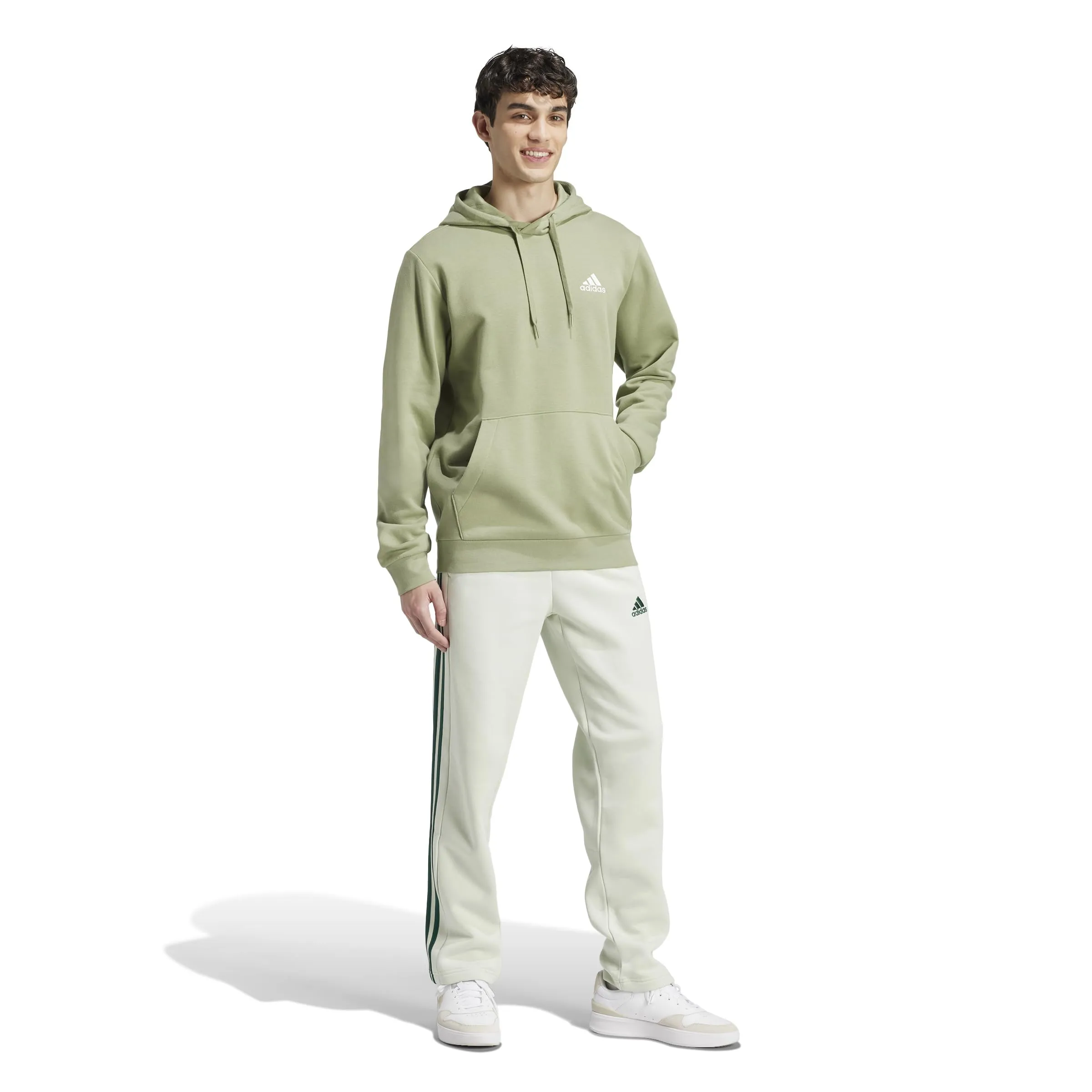 Adidas Essentials Felpa con Cappuccio da Uomo, Verde Tenda, L - immagine 4