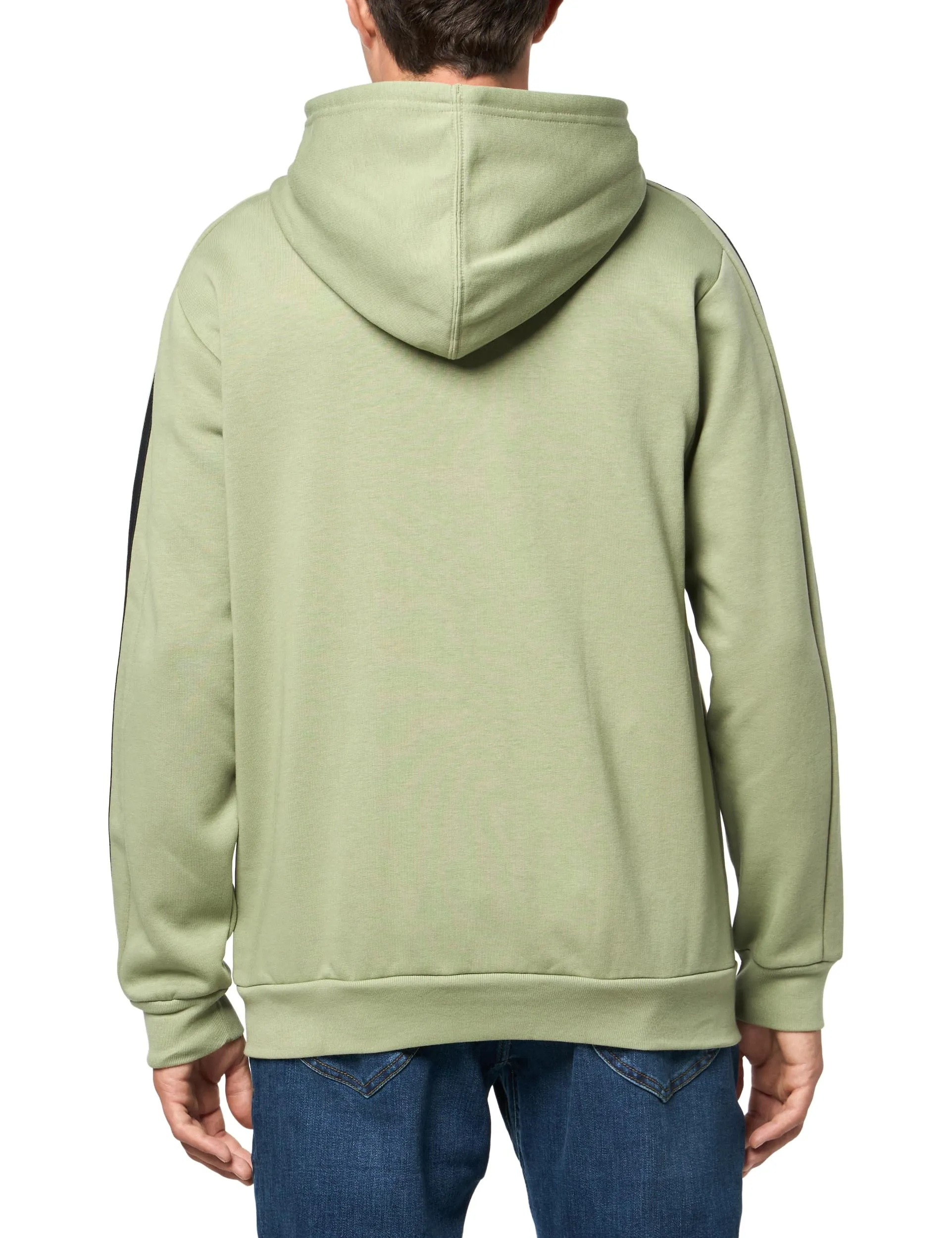 adidas Essentials Felpa con cappuccio in pile con 3 strisce e cerniera intera, verde tenda/nero, S - immagine 2