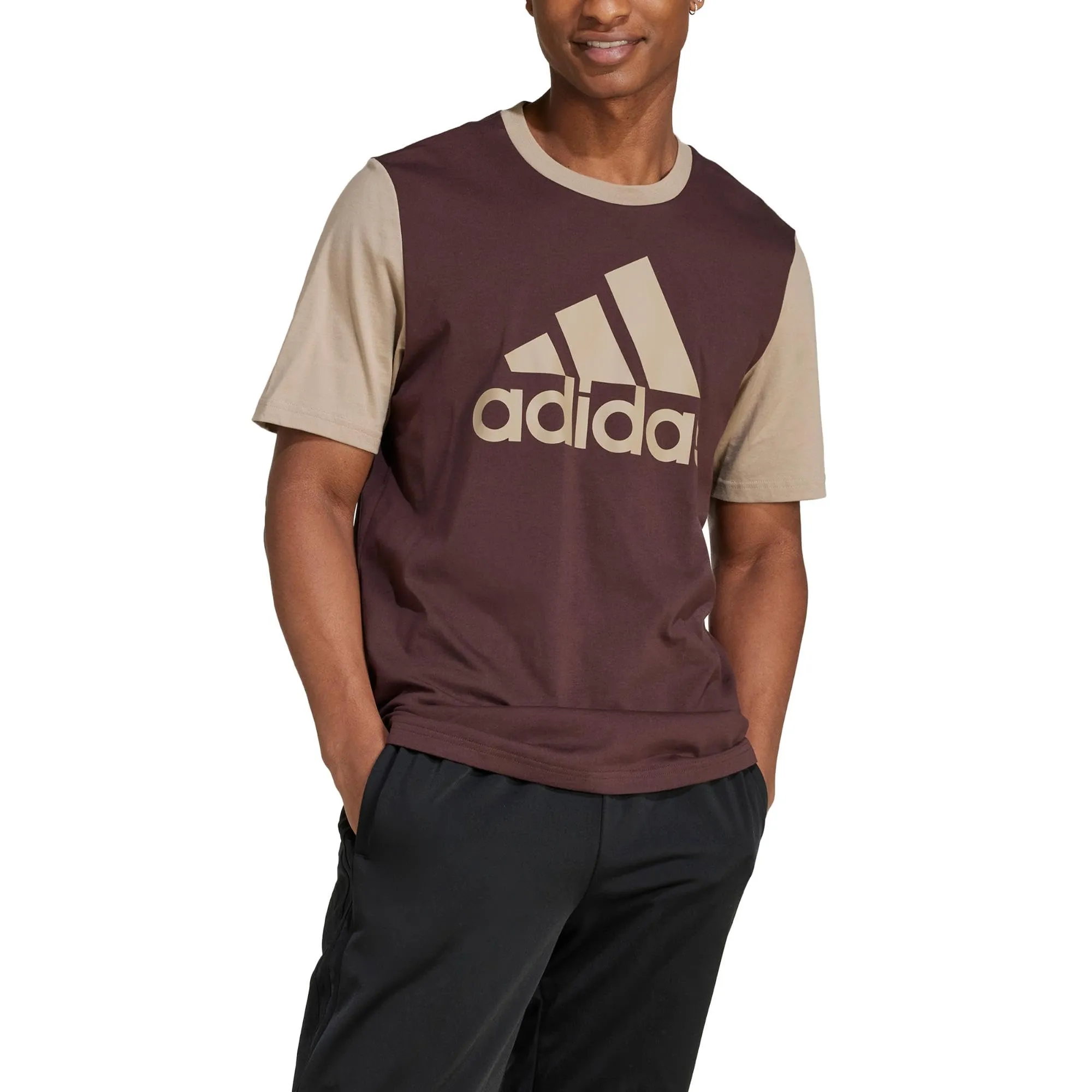 adidas Uomo M BL SJ T, Marrone Ombra/Blanch Cargo, S - immagine 4