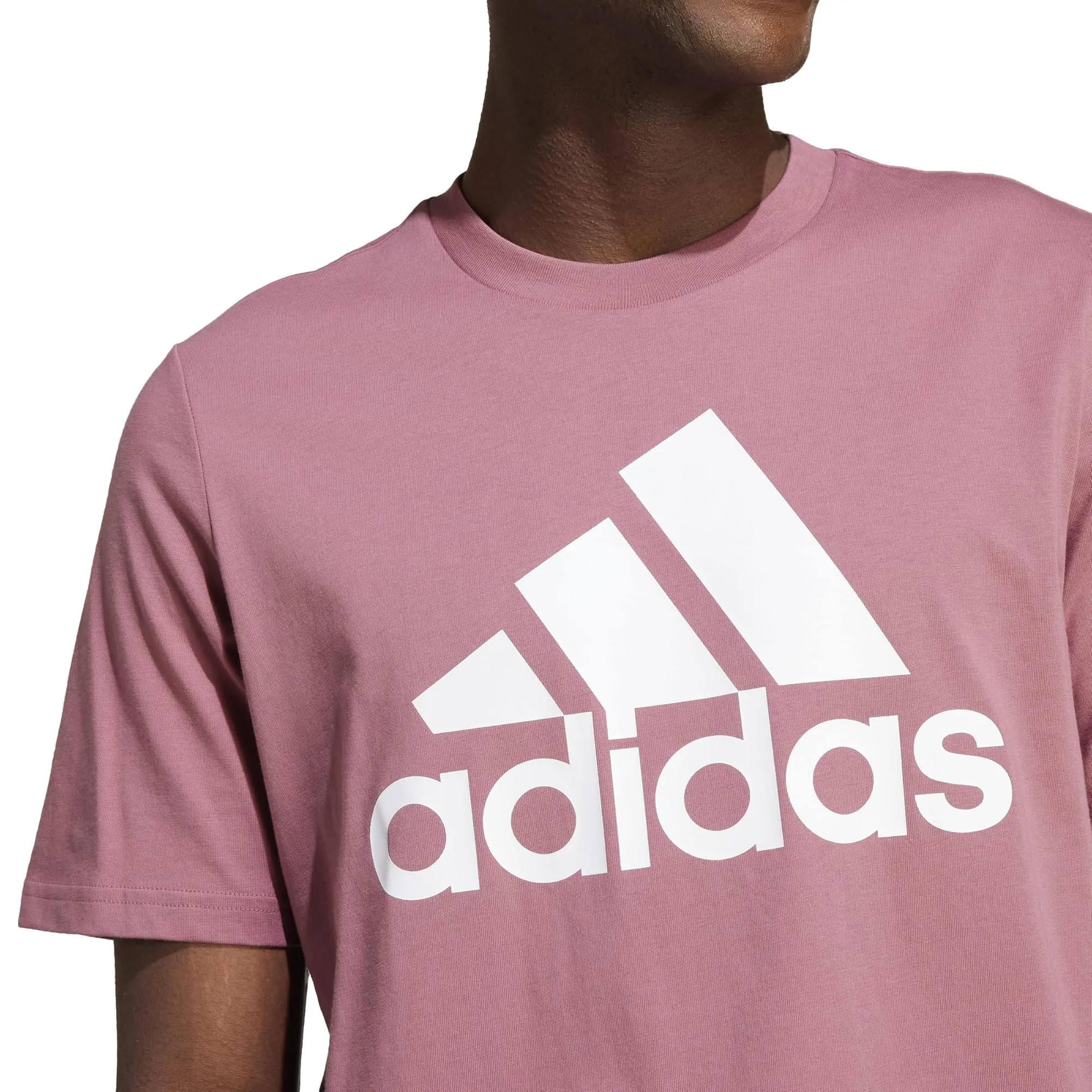 Adidas Essentials Single Jersey T-Shirt con Logo Grande, Preloved Cremisi/Bianco, L - immagine 3
