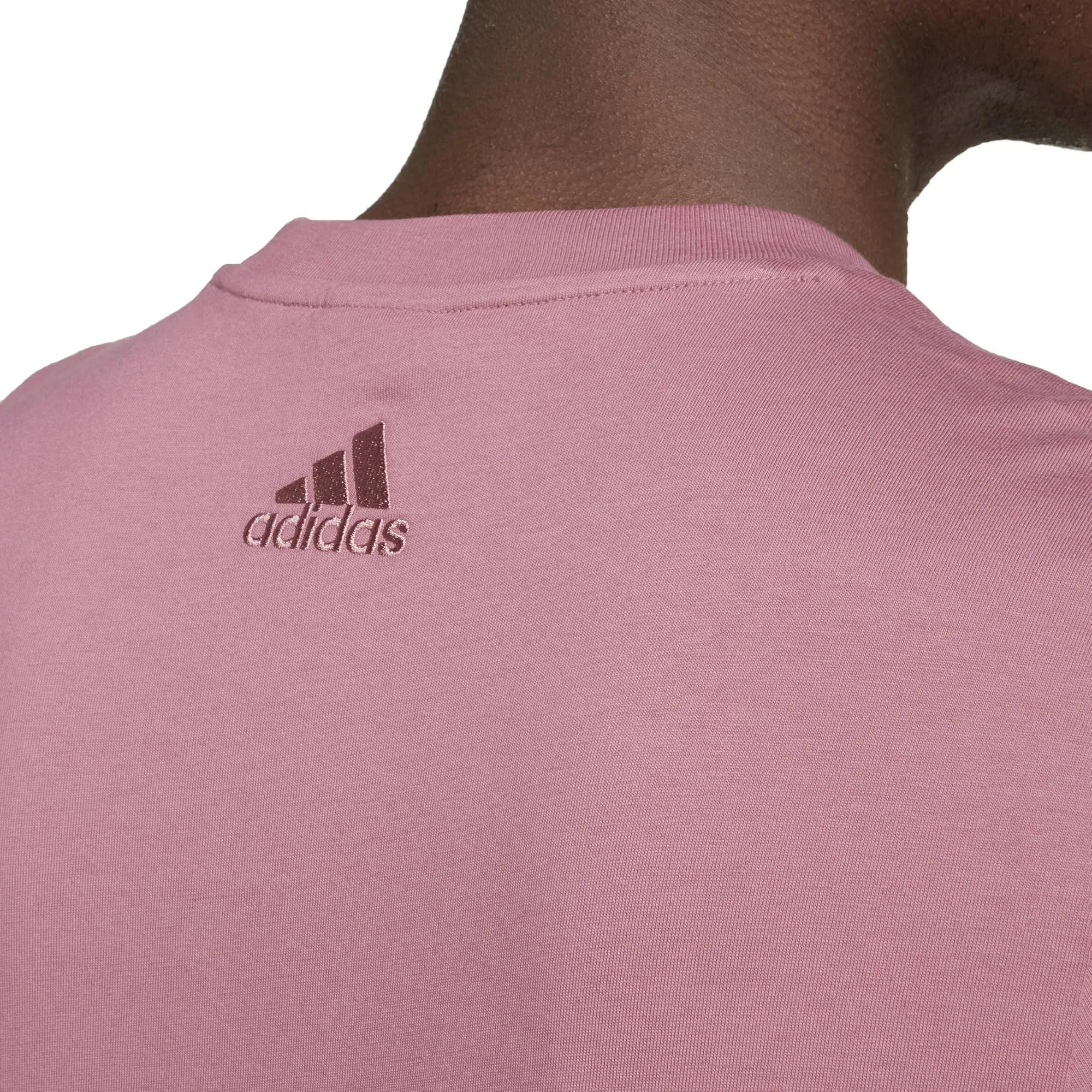 Adidas Essentials Single Jersey T-Shirt con Logo Grande, Preloved Cremisi/Bianco, L - immagine 4