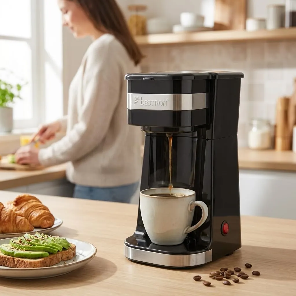 Bestron ACM112Z Caffettiera con Tazza Isolata, 750W, Acciaio Inox, Argento - immagine 2