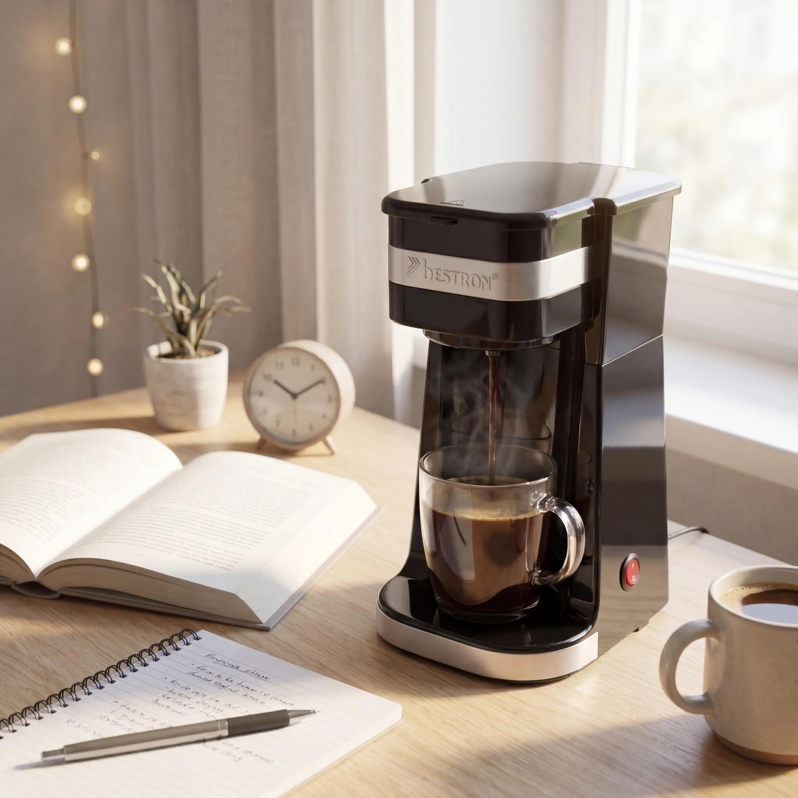 Bestron ACM112Z Caffettiera con Tazza Isolata, 750W, Acciaio Inox, Argento - immagine 3