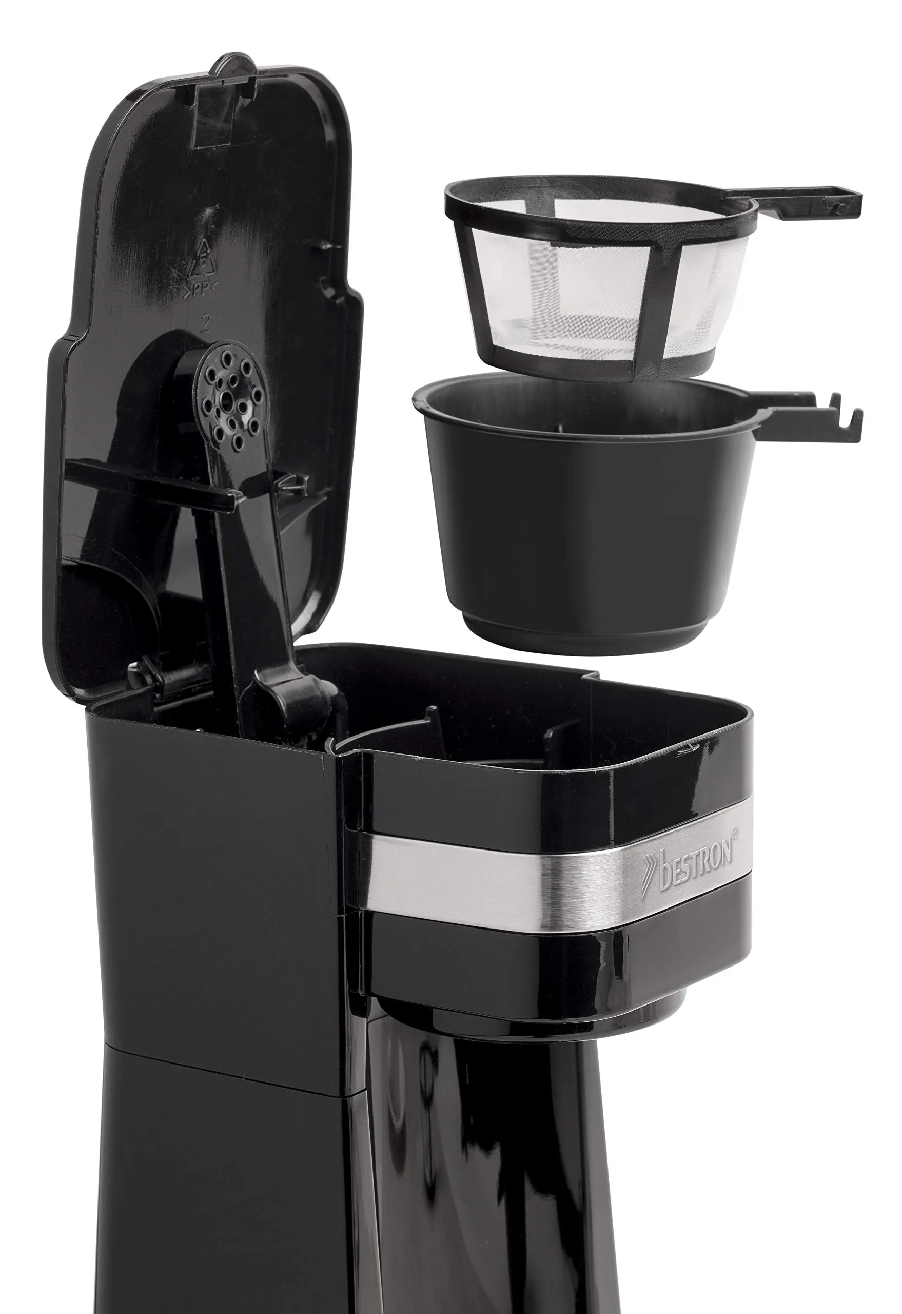 Bestron ACM112Z Caffettiera con Tazza Isolata, 750W, Acciaio Inox, Argento - immagine 9