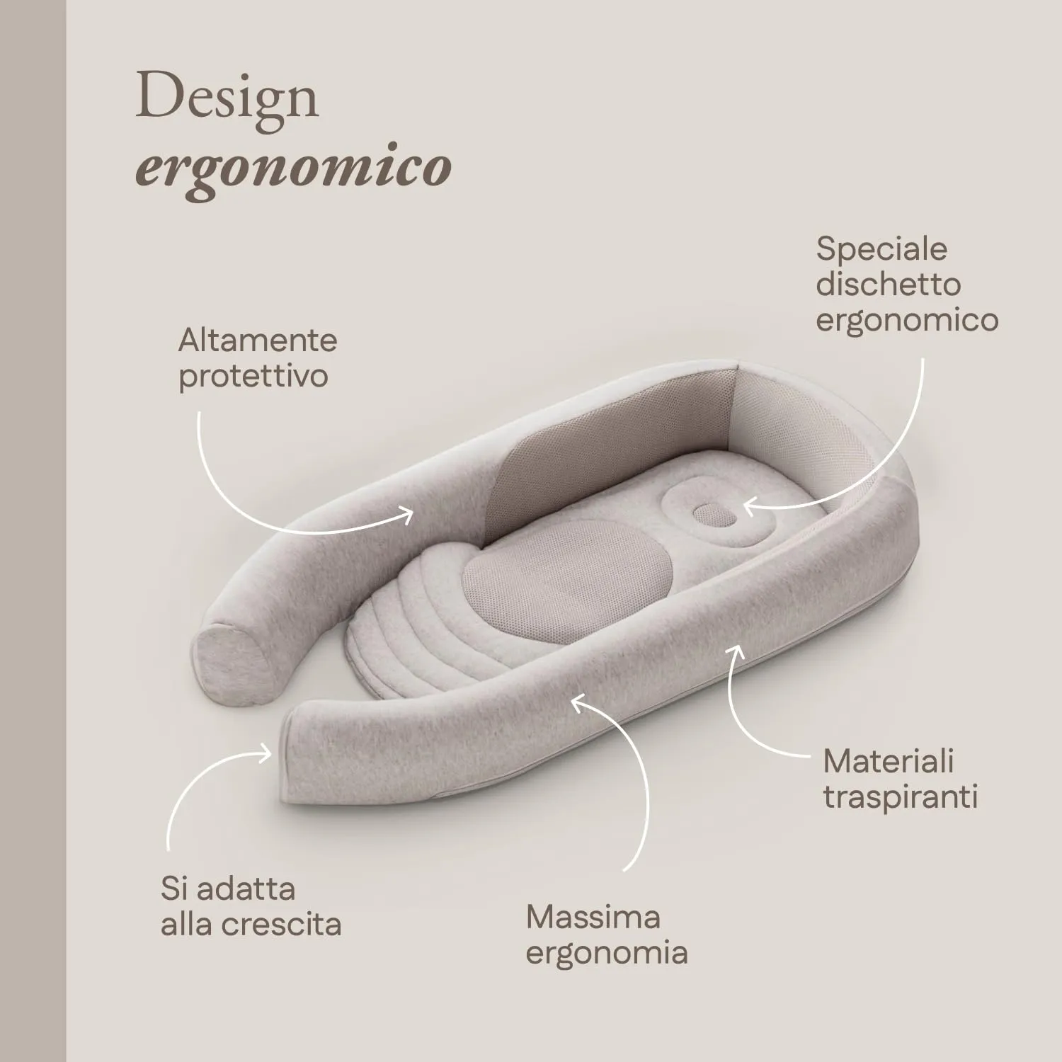 Inglesina Welcome Pod Baby Nest Ergonomico 0-8 Mesi, Riduttore Lettino in Bambù e Cotone, Sfoderabile e Lavabile - immagine 2