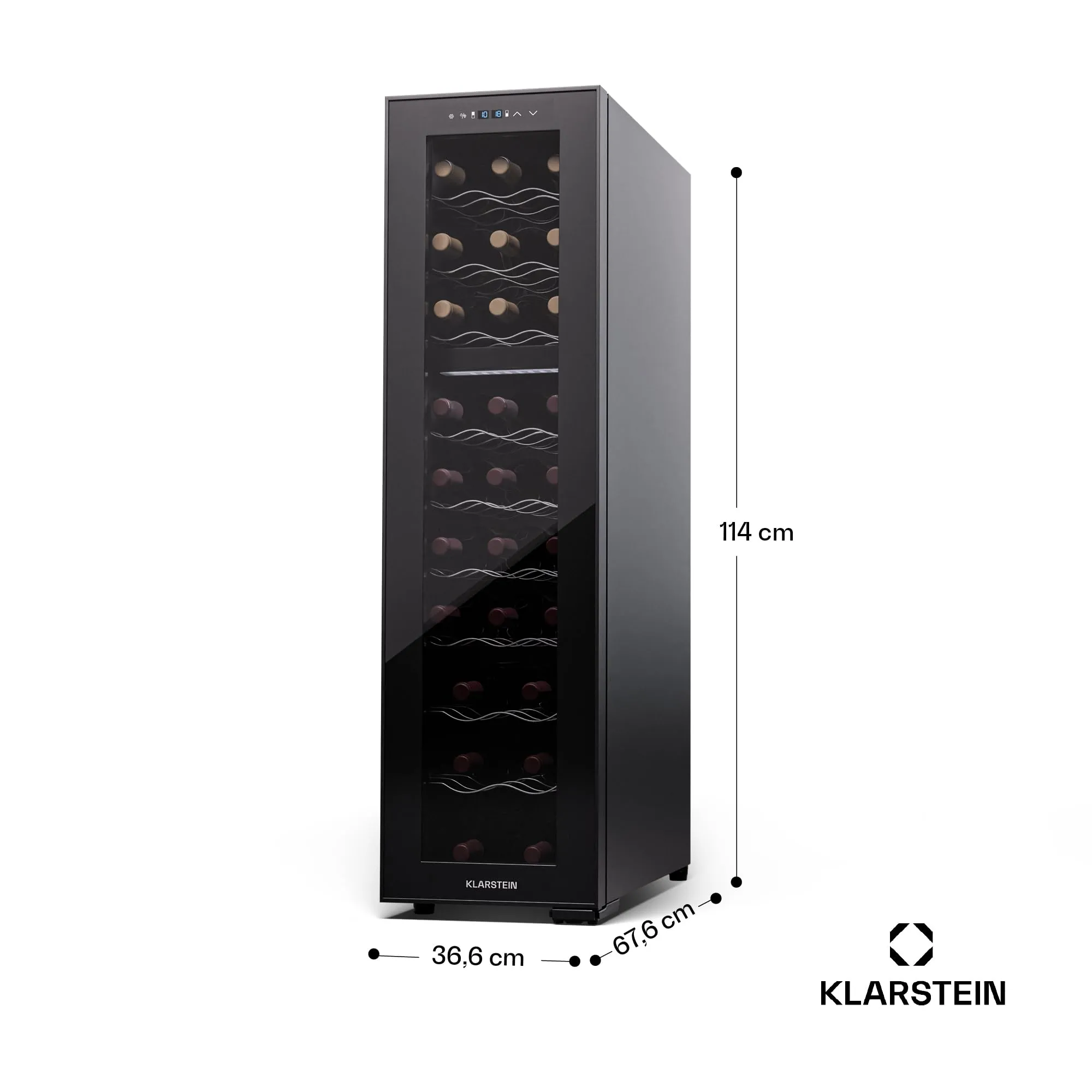 Klarstein Shiraz Cantinetta Vino Nero - 27 Bottiglie, Doppia Temperatura, Slim - immagine 6