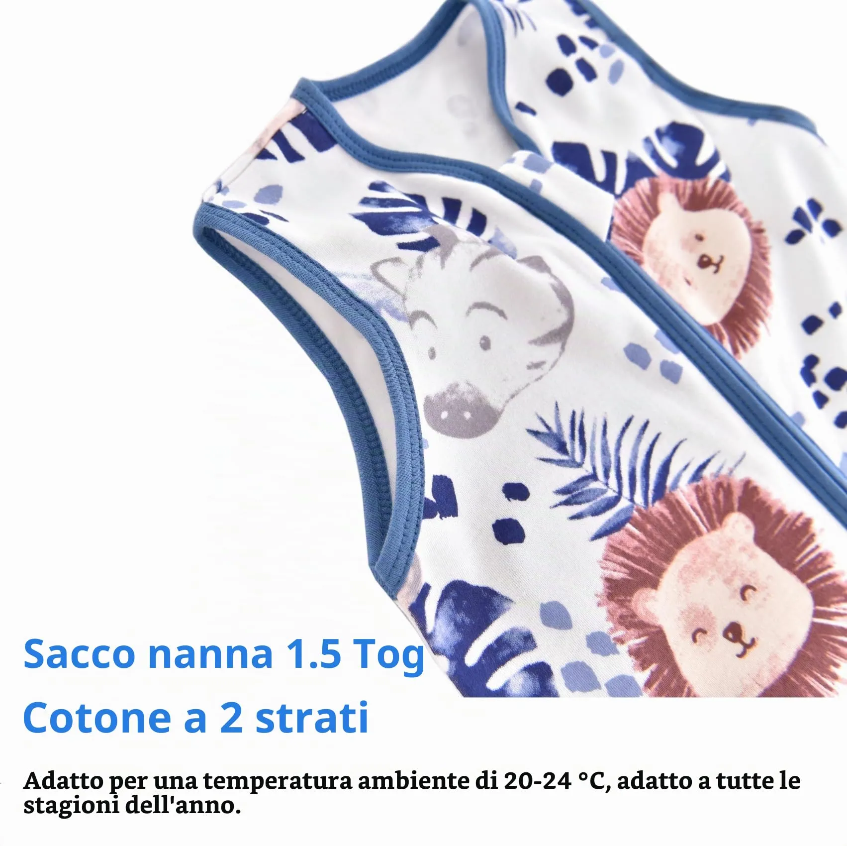 Chilsuessy Sacco Nanna con Gambe, 1,5 Tog, 100% Cotone, Zebra, 80 cm (Altezza 85-95 cm) - immagine 2