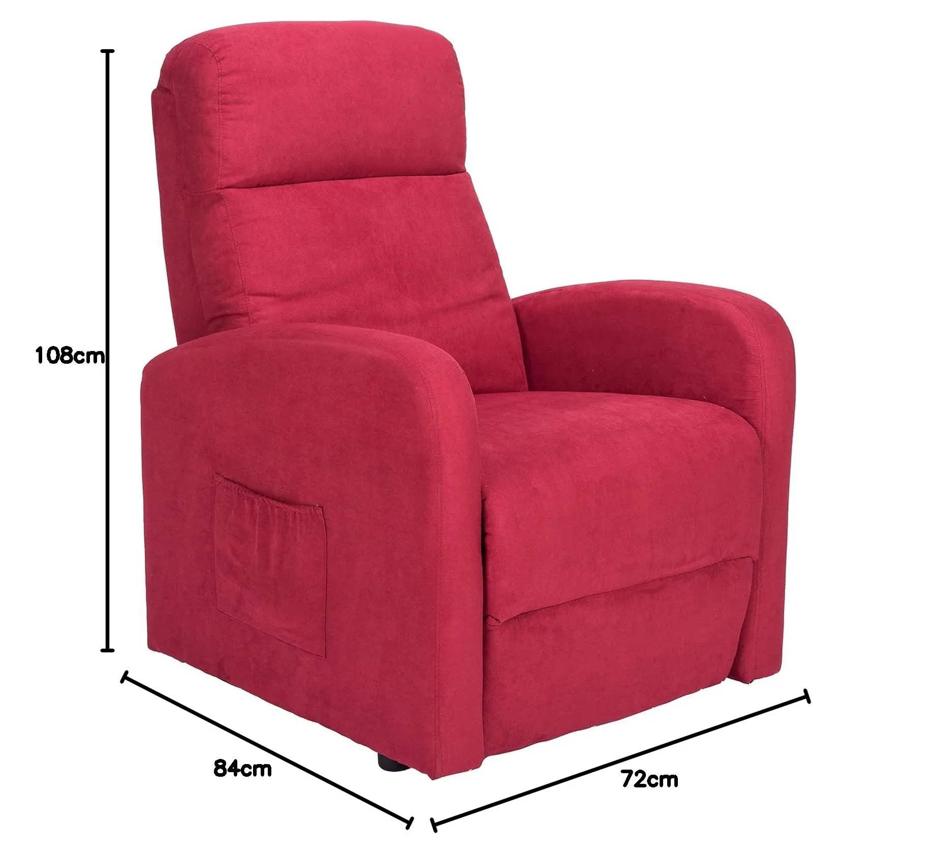 Poltrone Italia Chanel1 Poltrona Alzapersona Relax Reclinazione Elettrica Microfibra Antimacchia Bordeaux - immagine 3