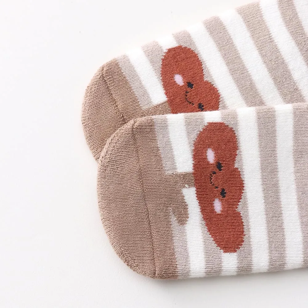 FedMois Calzini Antiscivolo Invernali Termici in Cotone per Bambini, 5 Paia, 3-5 anni, Piante - immagine 3