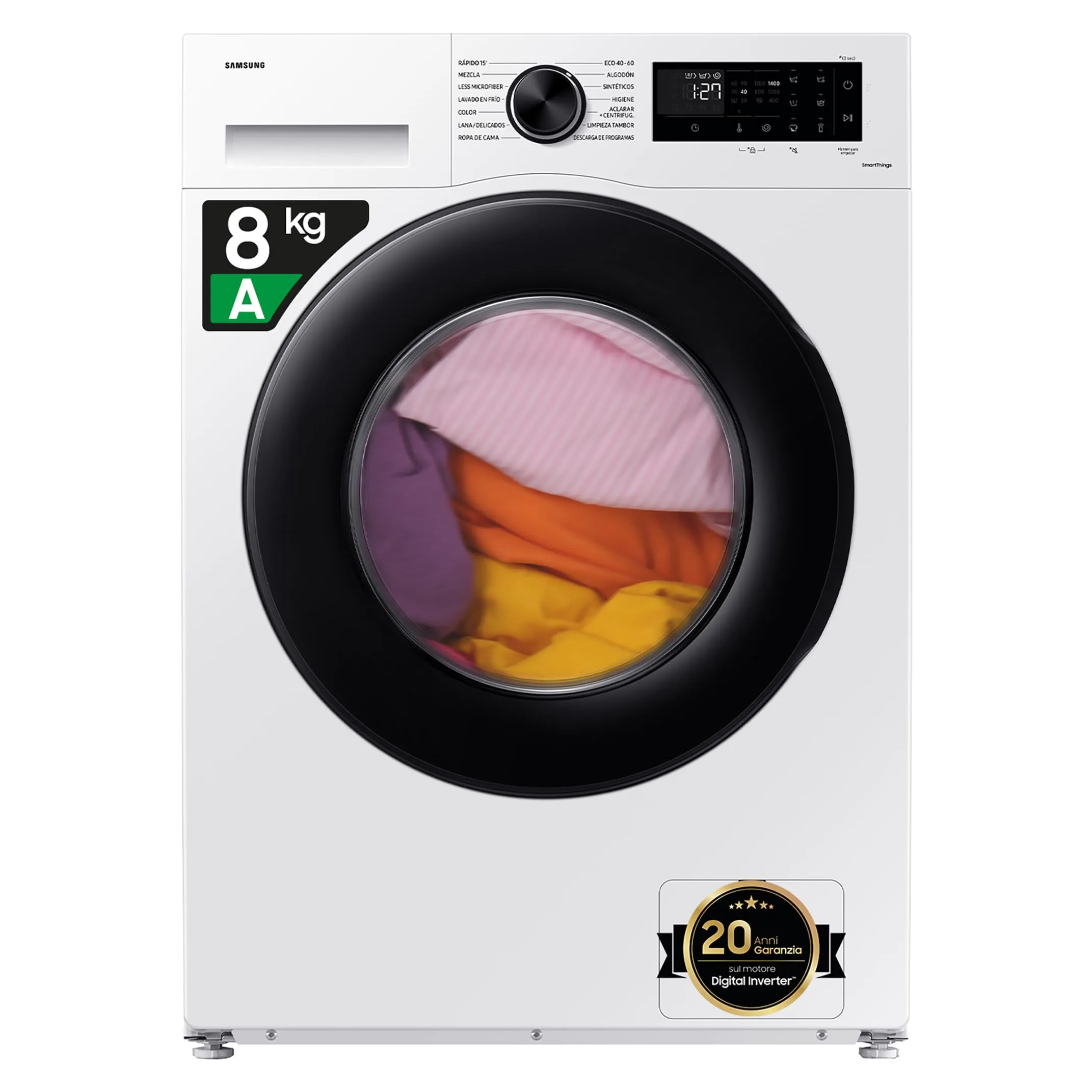 Samsung Crystal Clean WW80CGC04DAEET Lavatrice, 8 Kg, Wifi, Ecobubble, Vapore, Carica Frontale, 60x85x60 cm - immagine 1