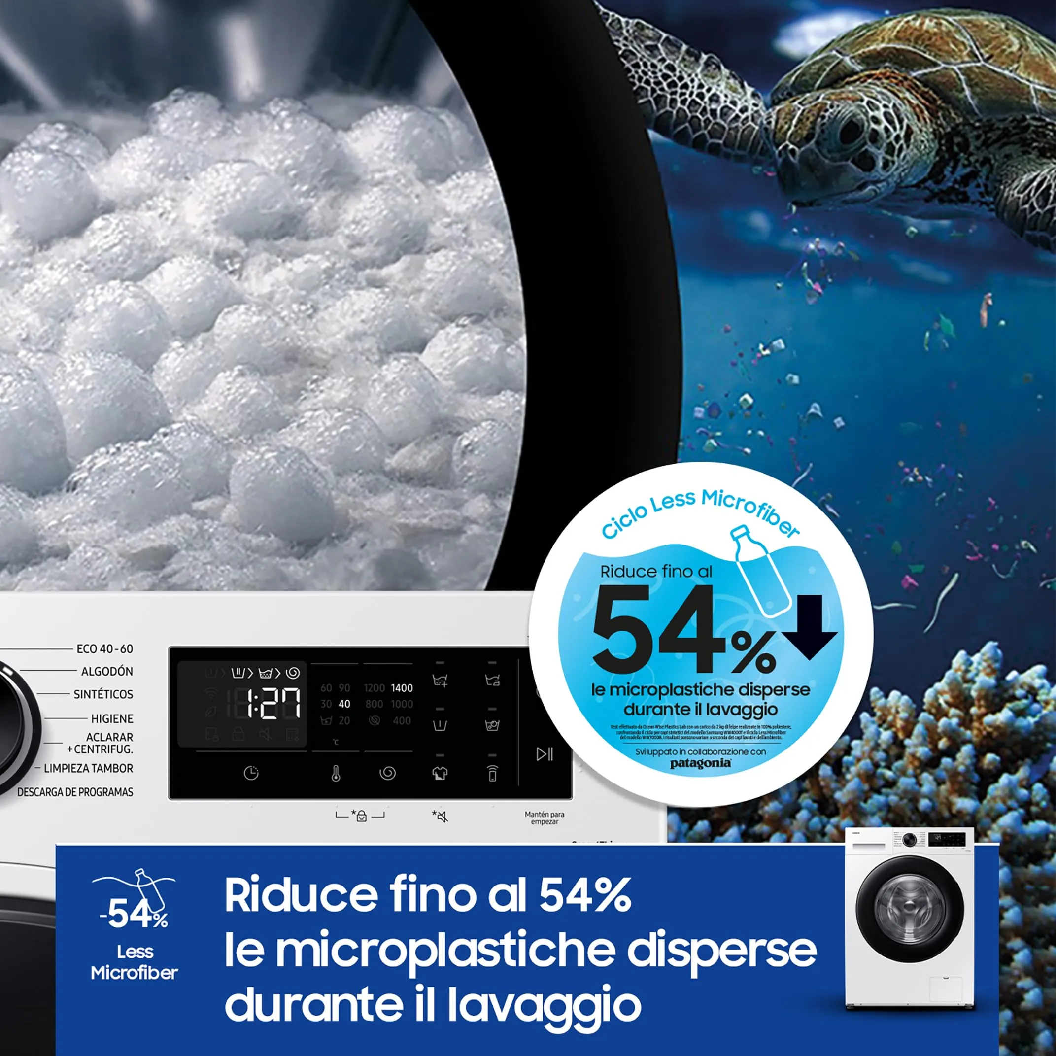 Samsung Crystal Clean WW80CGC04DAEET Lavatrice, 8 Kg, Wifi, Ecobubble, Vapore, Carica Frontale, 60x85x60 cm - immagine 5