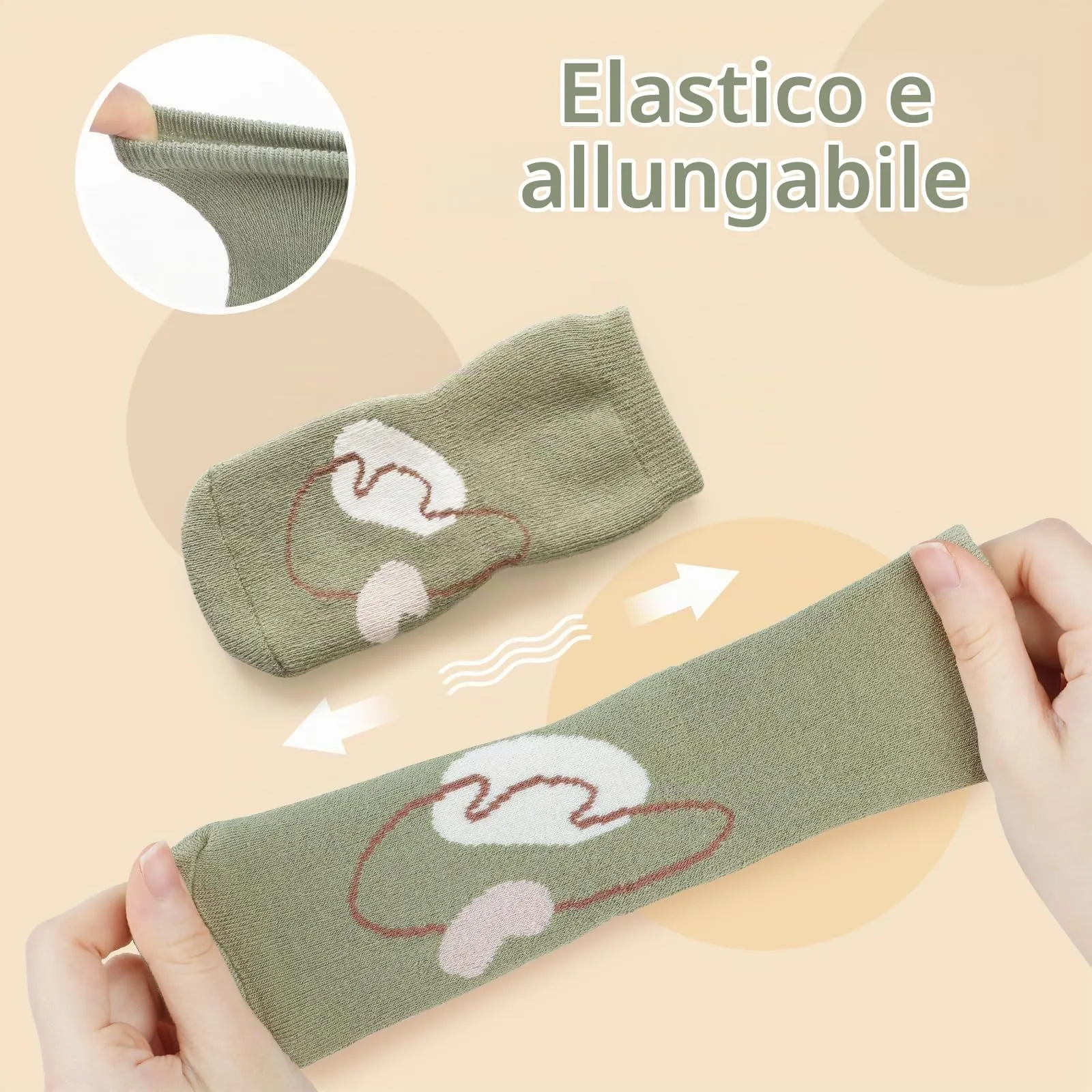 Bigqin Calzini Antiscivolo in Cotone per Bambino, Invernali Caldi, 4 Paia, Giallo/Caffè/Cachi/Verde, 3-5 anni - immagine 5