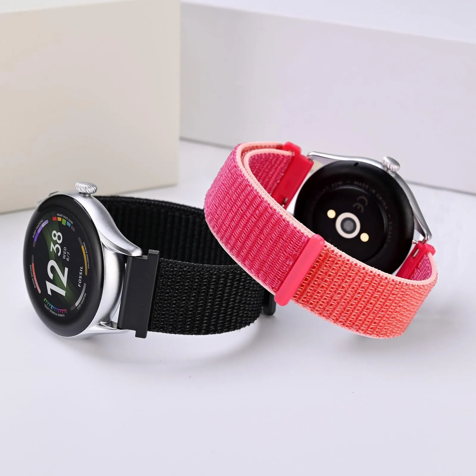 ANNEFIT Cinturino in Nylon 16mm, 2 Pezzi Regolabili Sport a Sgancio Rapido (Nero e Rosso) - immagine 2
