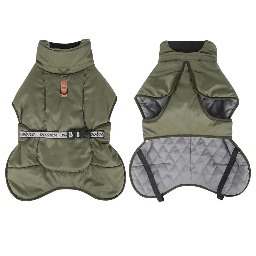 DoggieKit Giacca per Cani Impermeabile e Antivento Invernale con Strisce Riflettenti e Foro per Imbracatura, Taglia 6XL, Verde - immagine 3