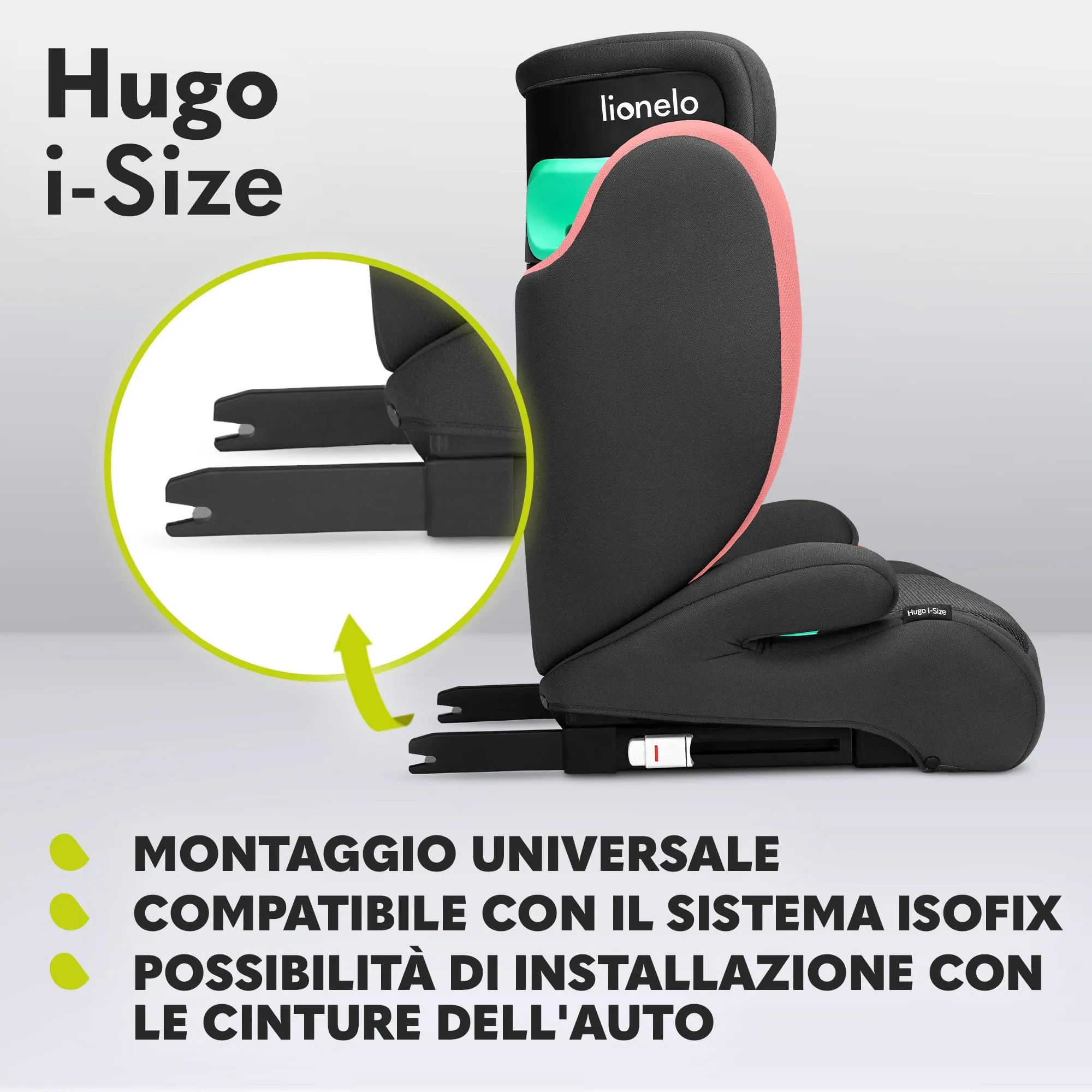 Lionelo Hugo i-Size Seggiolino Auto ISOFIX Gruppo 2-3 100-150cm - immagine 4