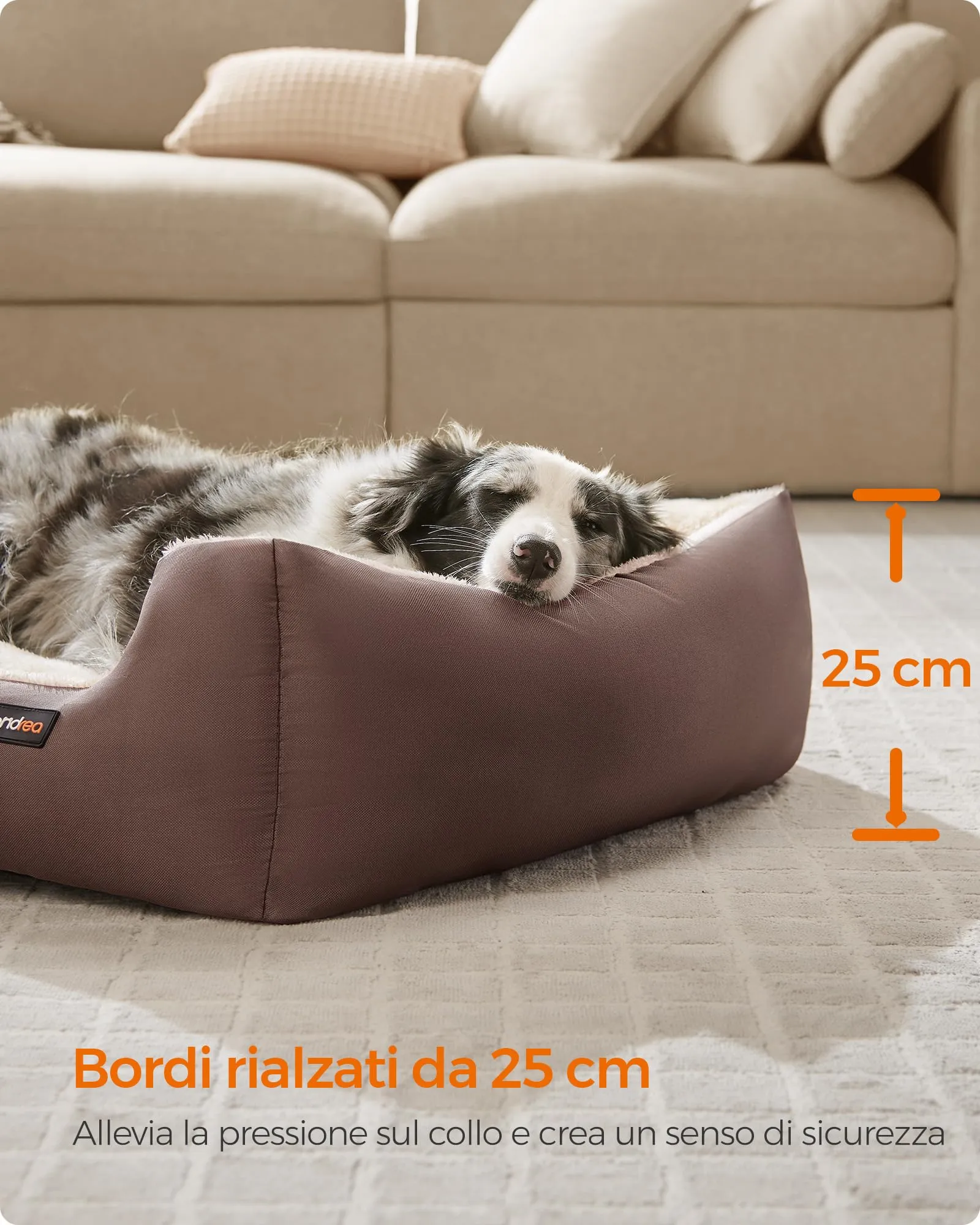 Feandrea Cuccia Cane Interno con Tappeto Rimovibile, XL, 100 x 75 x 25 cm - immagine 3