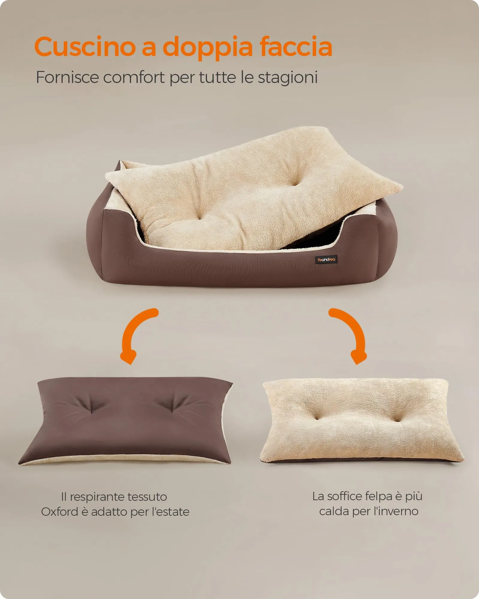 Feandrea Cuccia Cane Interno con Tappeto Rimovibile, XL, 100 x 75 x 25 cm - immagine 5