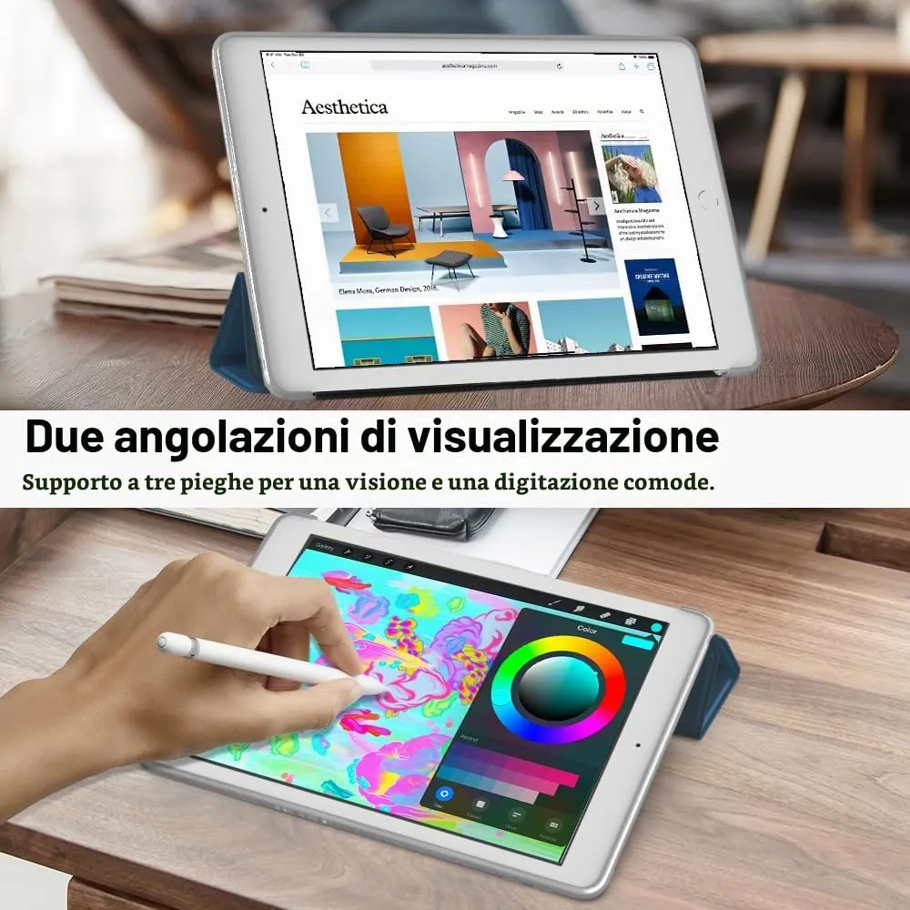 MoKo Cover per iPad 9a/8a/7a Gen 10,2" 2021/2020/2019, Grigio Blu - immagine 5