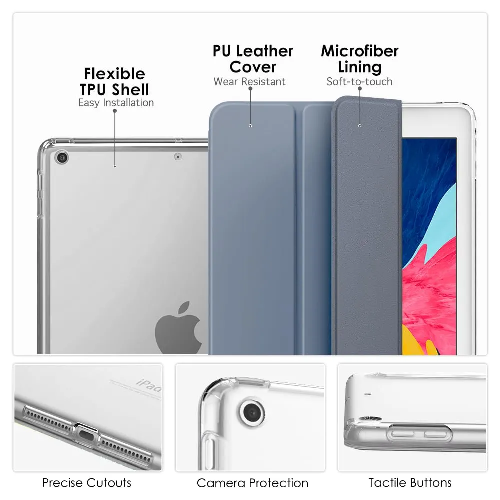 MoKo Cover per iPad 9a/8a/7a Gen 10,2" 2021/2020/2019, Viola Grigio - immagine 4