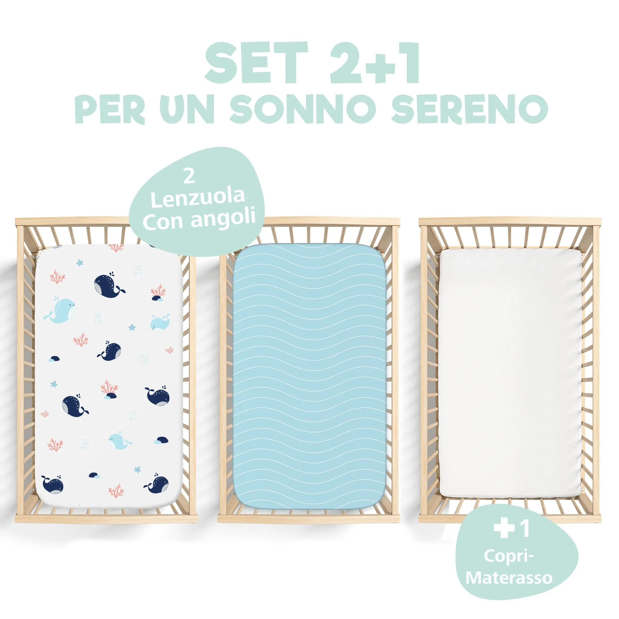 Sweety Fox - 2 Lenzuola culla Neonato 50x83 + 1 Coprimaterasso Impermeabile - immagine 2